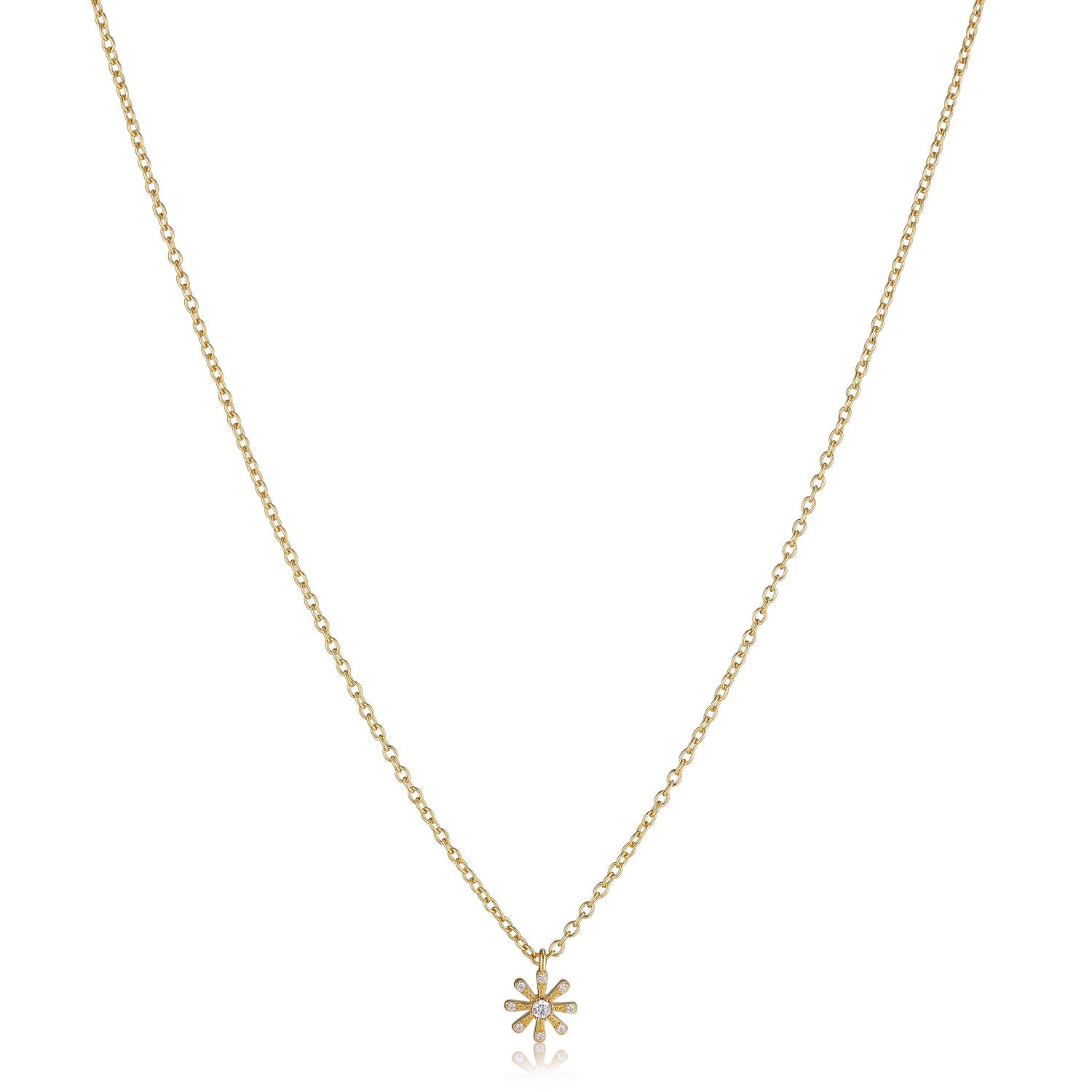 Embrace - Charity - Flower Necklace In Gold & Zirconia