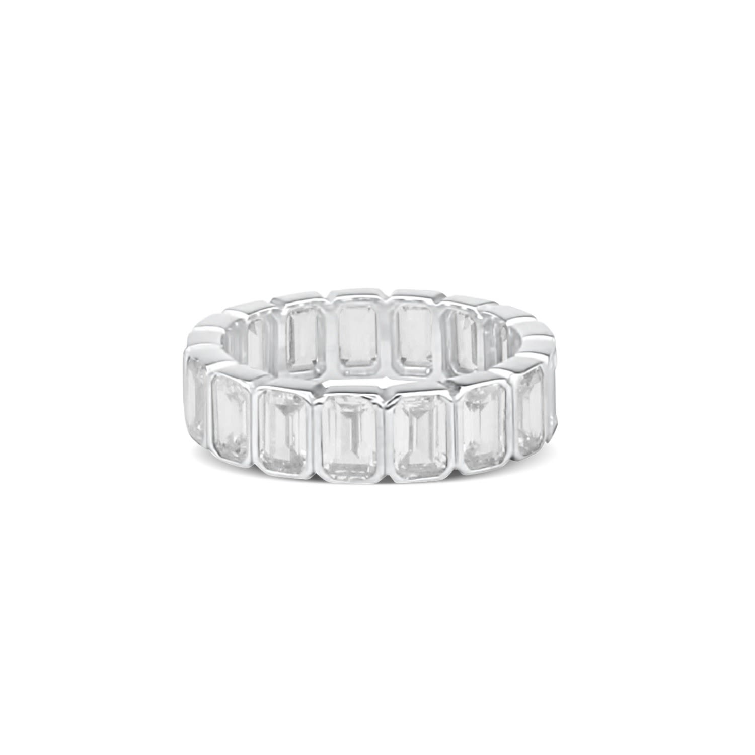 Emerald Bezel-Set Eternity Band - Silver