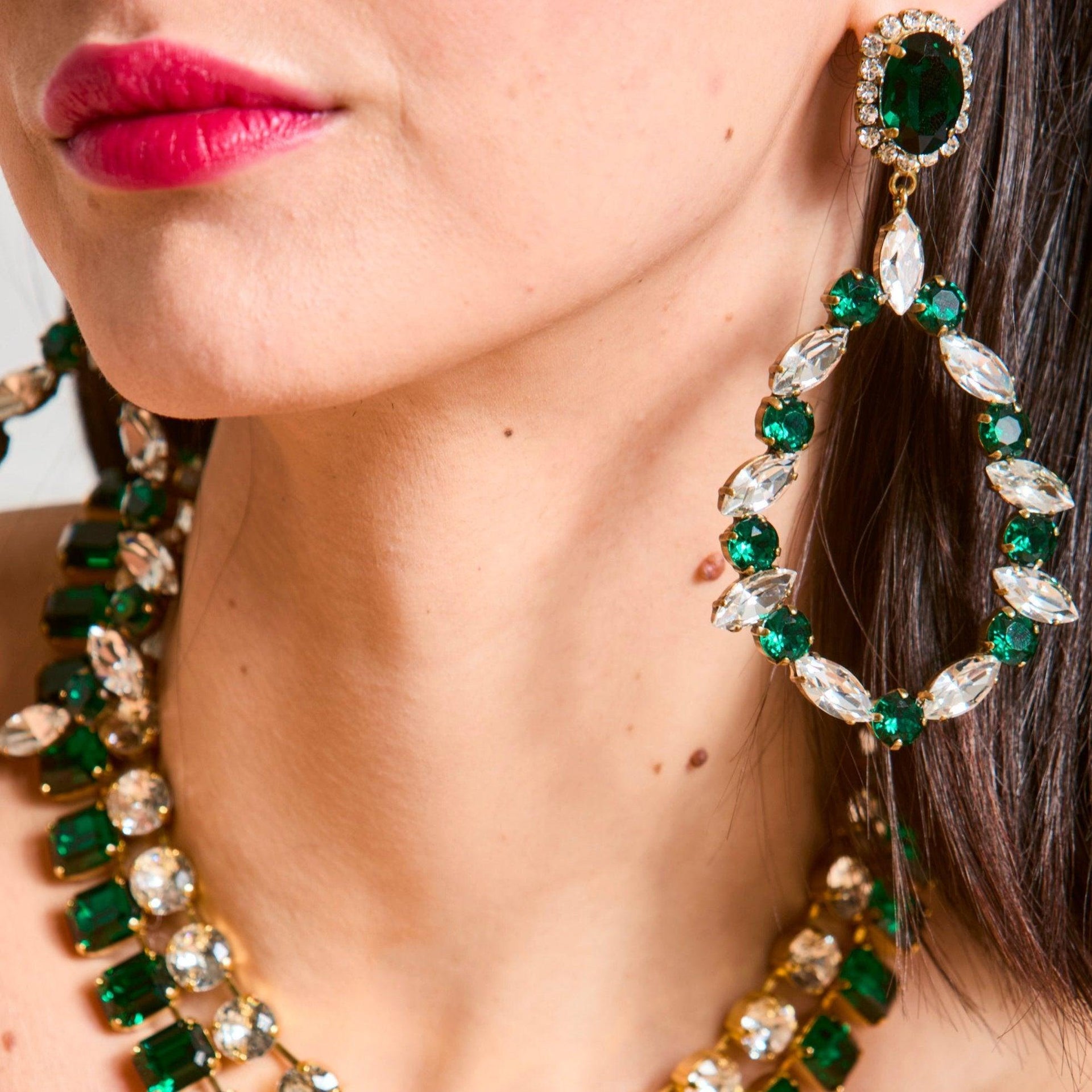 Emerald Crystal Chandelier Earrings