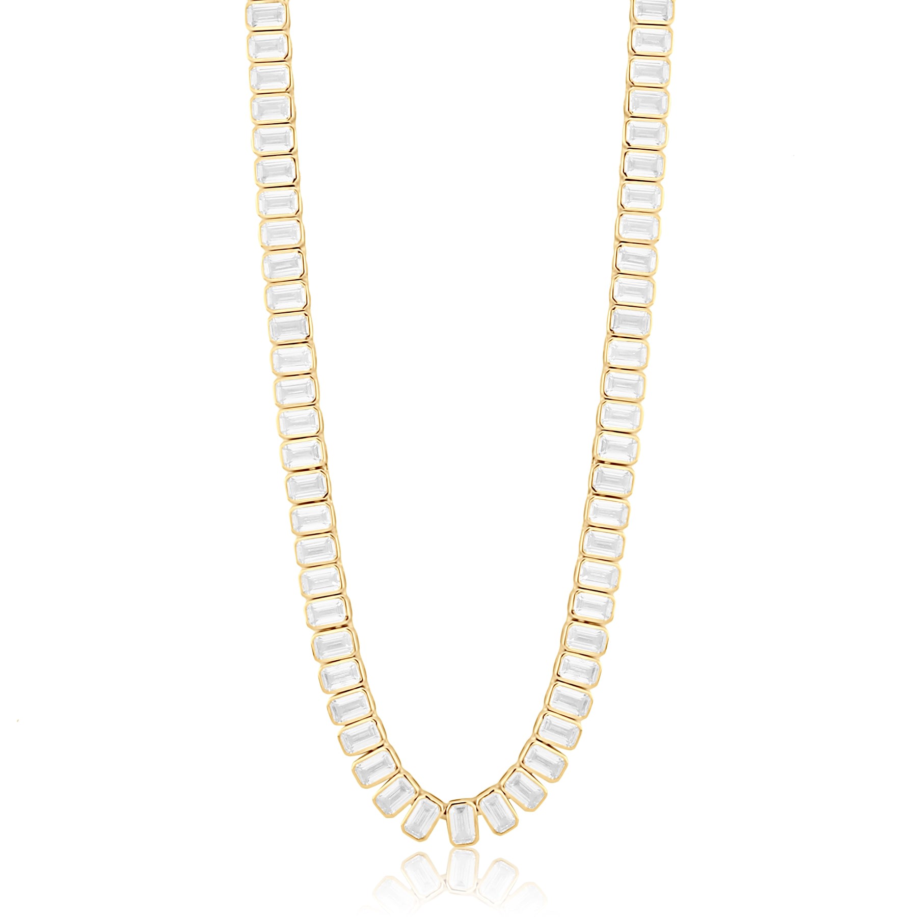 Emerald Bezel-Set Statement Tennis Necklace - Gold