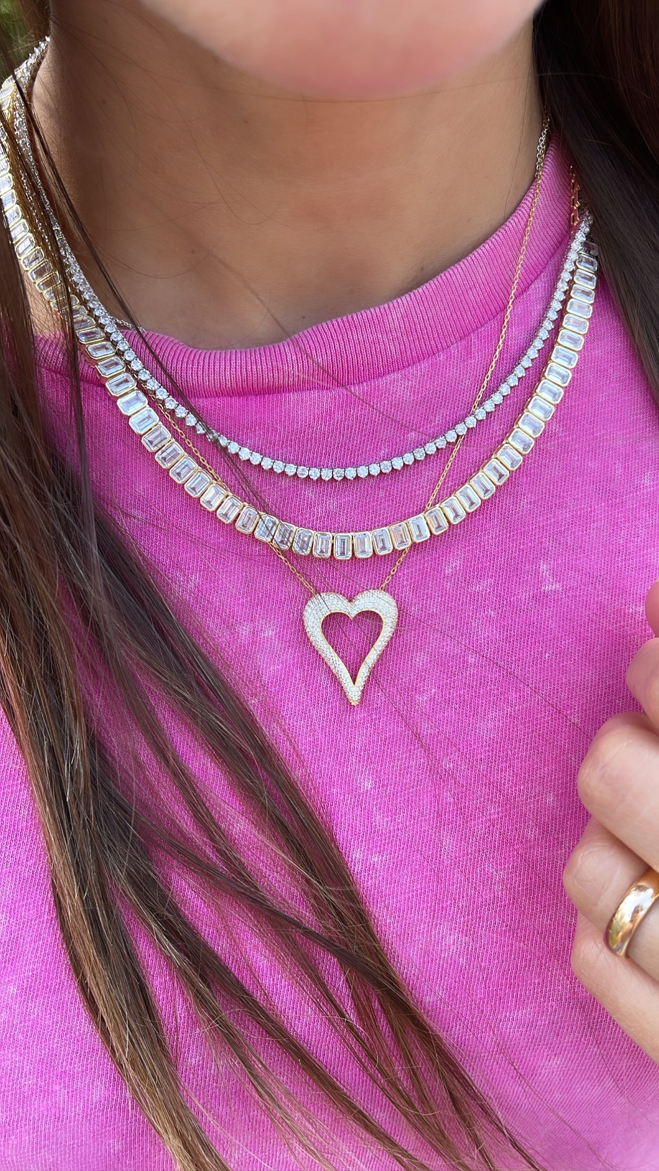 Emerald Bezel-Set Statement Tennis Necklace - Gold