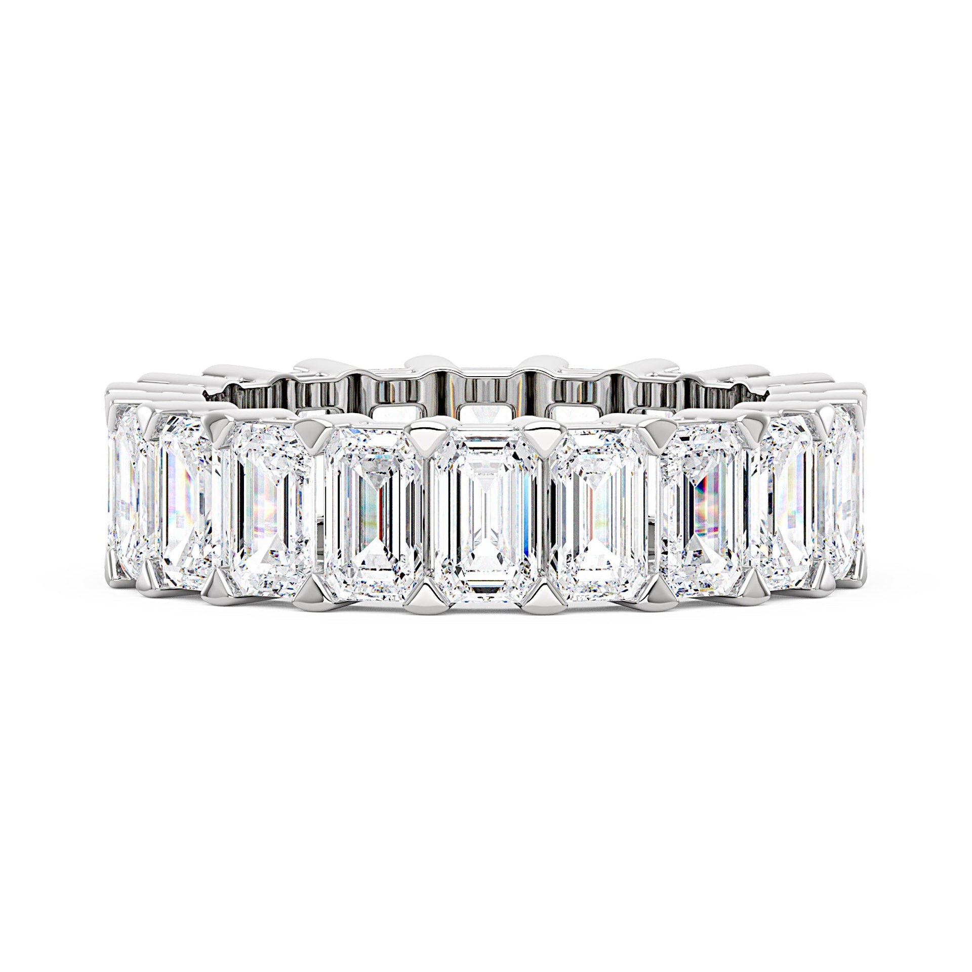 Emerald Cut Full Eternity Moissanite Wedding Band