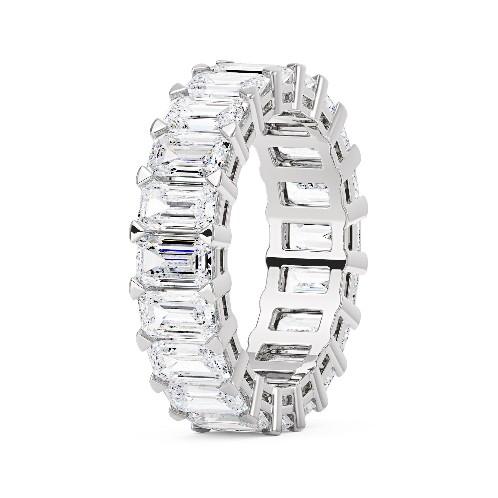 Emerald Cut Full Eternity Moissanite Wedding Band