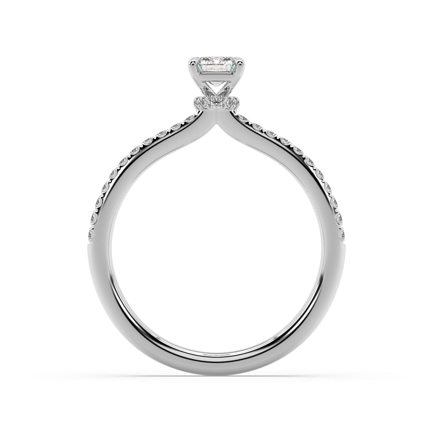 Emerald Cut Lab Grown Diamond Ring In White Gold