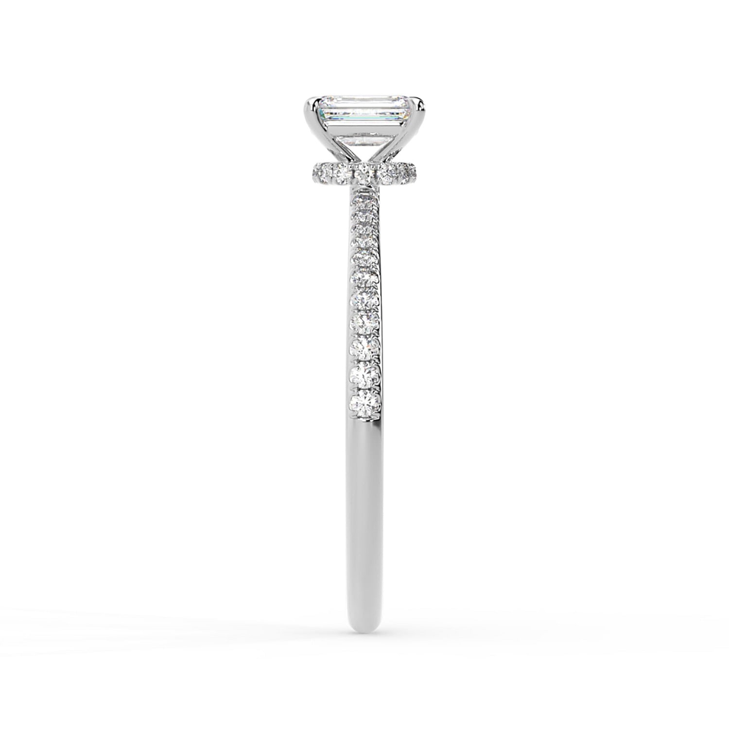 Emerald Cut Lab Grown Diamond Ring In White Gold