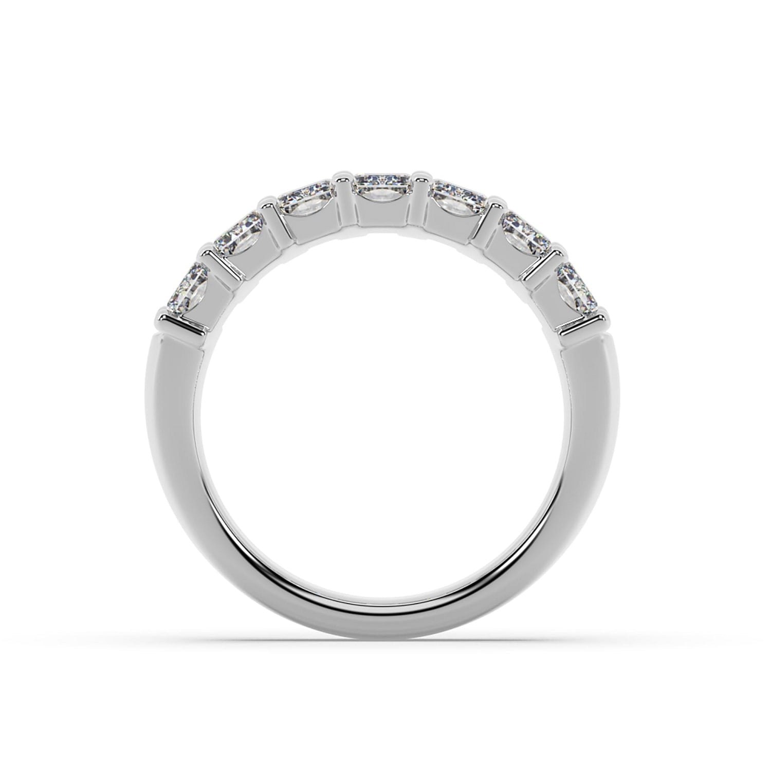 Emerald Cut Lab Grown Diamond Seven Stone Band Ring In White Gold