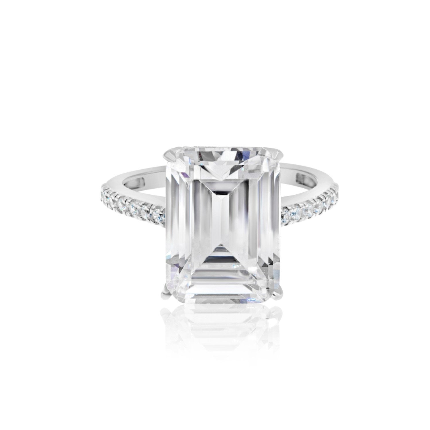 Emerald Cut Statement Ring - Silver