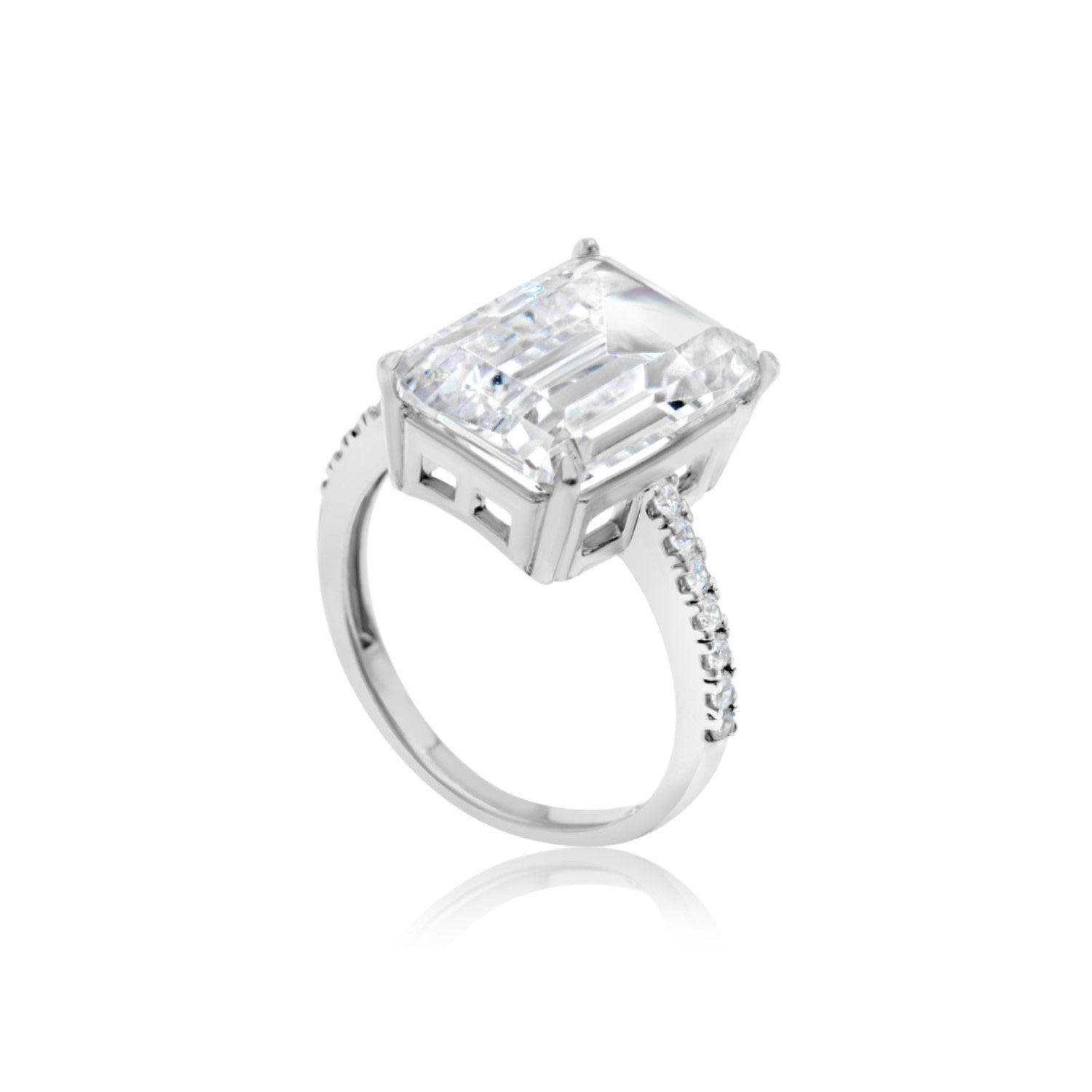 Emerald Cut Statement Ring - Silver
