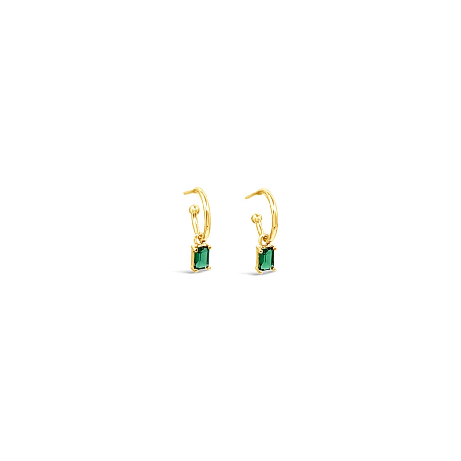 Emerald Cz Hoop Set- Gold