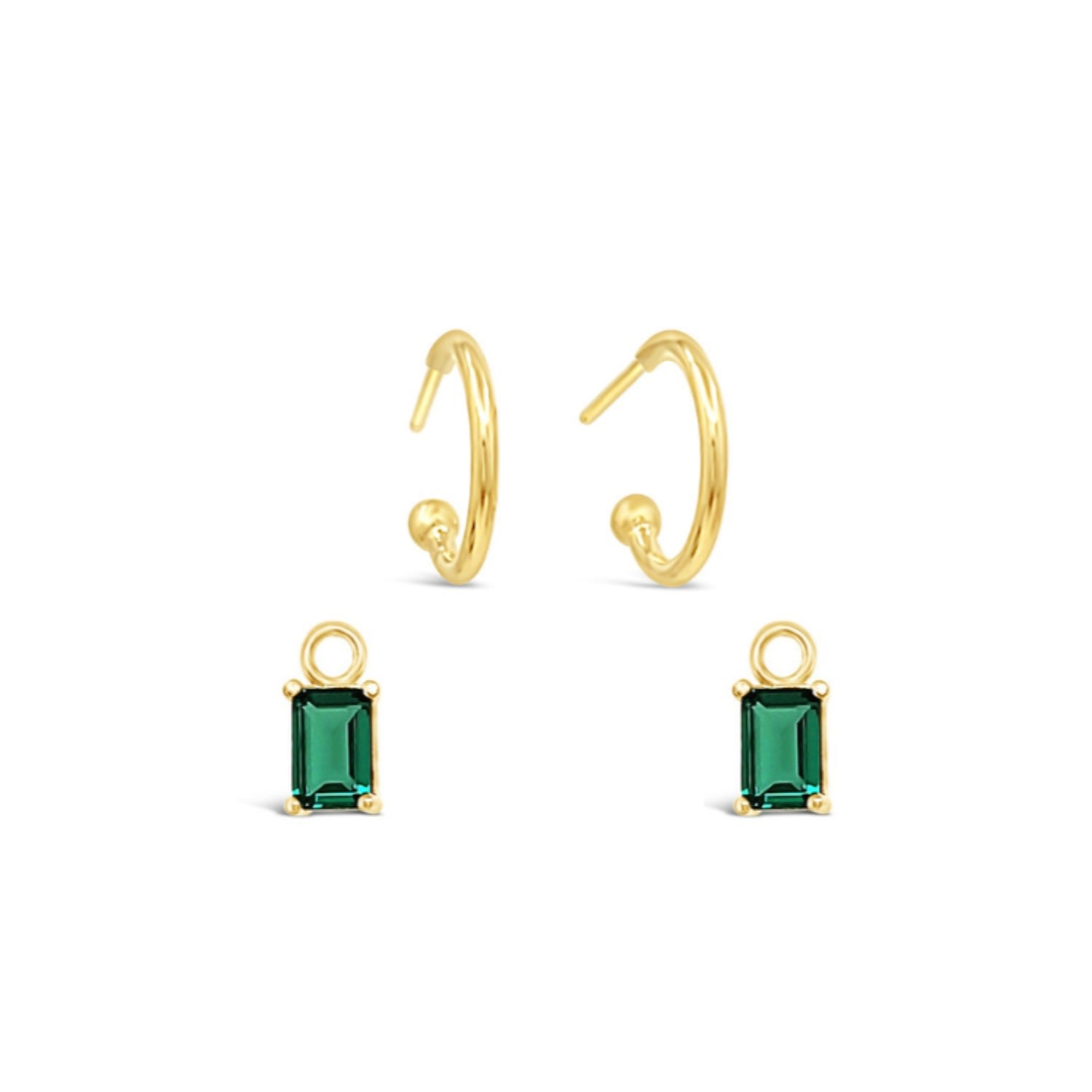 Emerald Cz Hoop Set- Gold