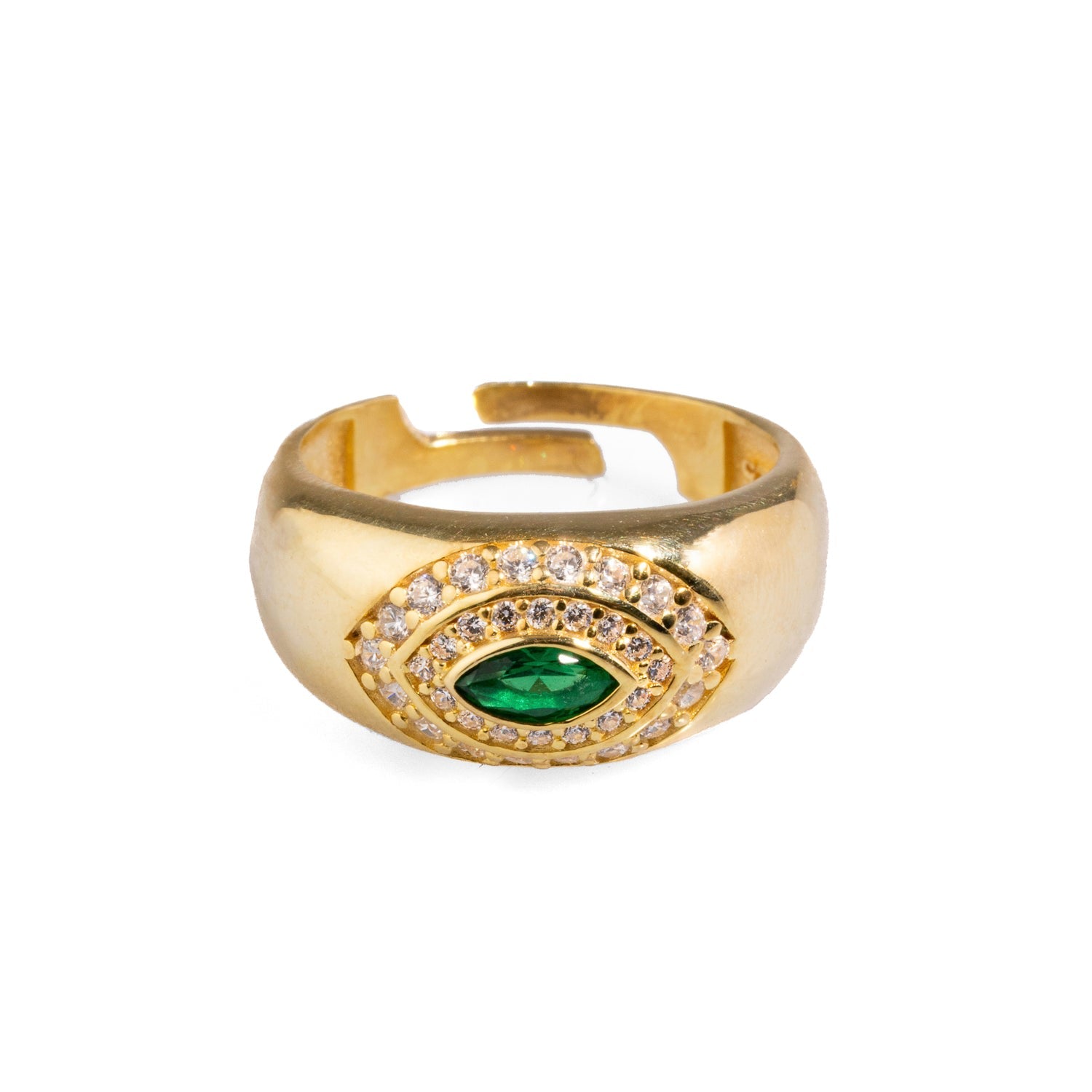 Emerald & Diamond Gold Vermeil Statement Ring - Gold
