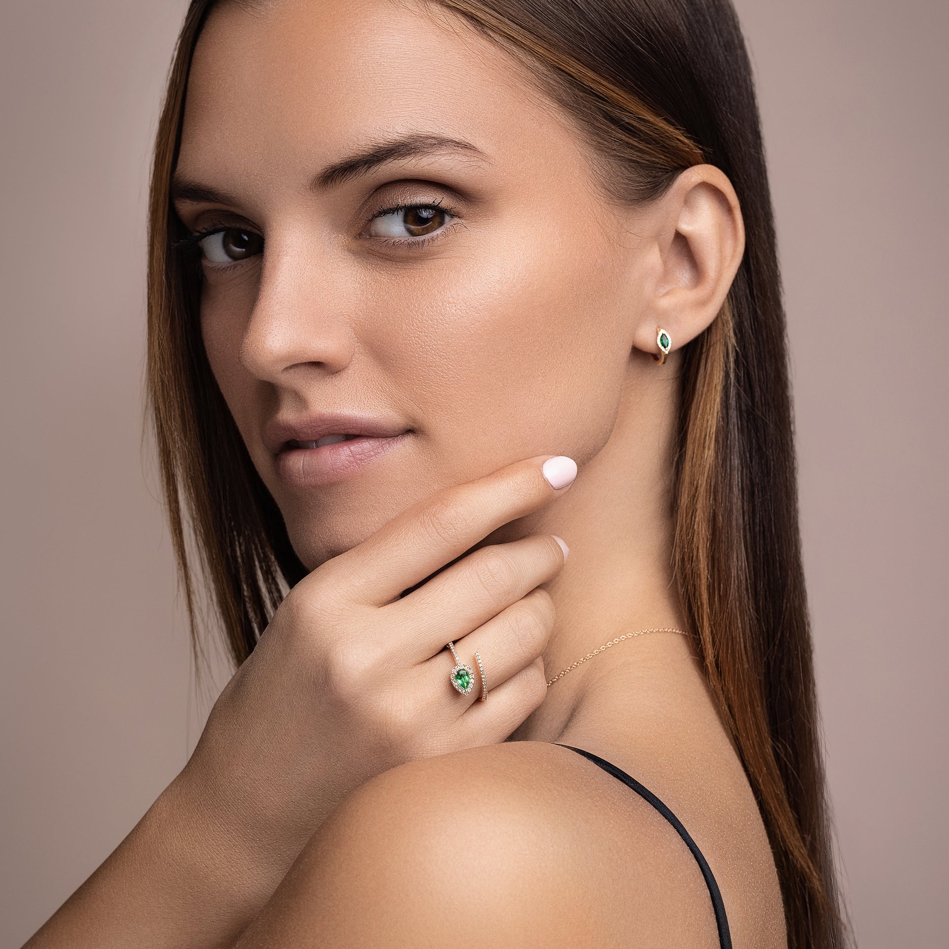 Emerald & Diamond Huggie Earrings