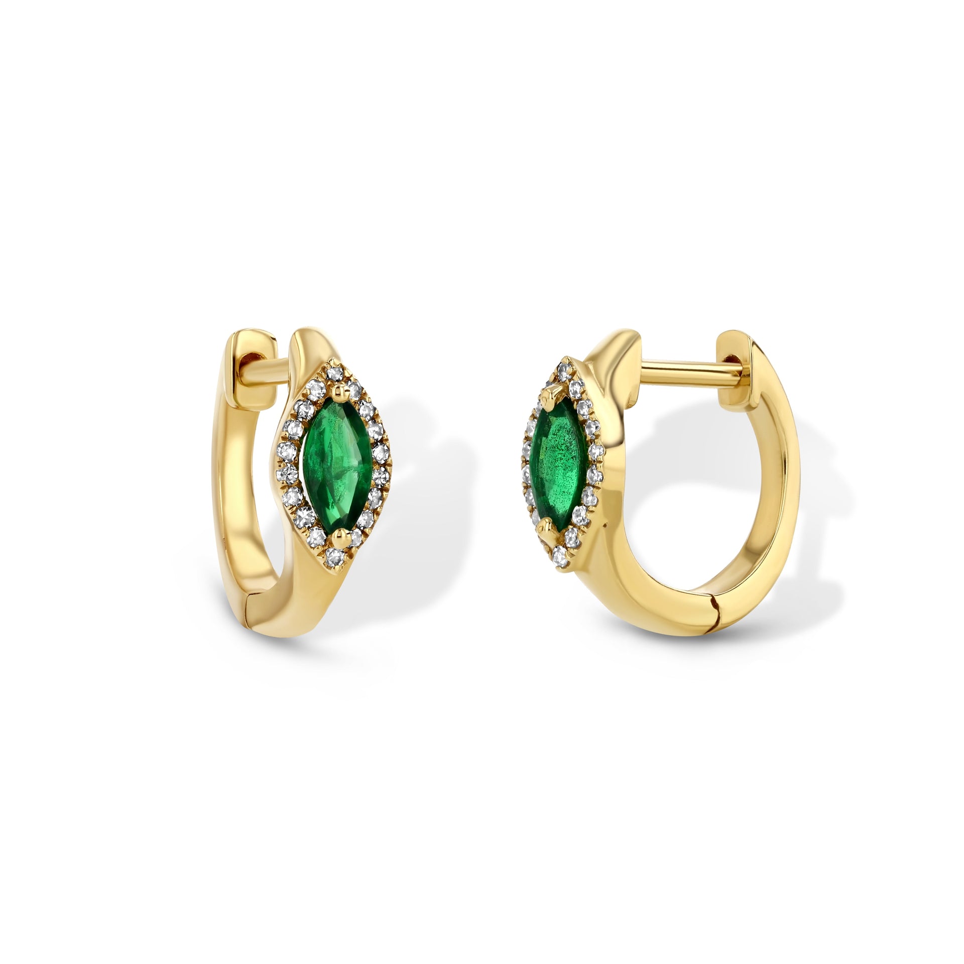 Emerald & Diamond Huggie Earrings
