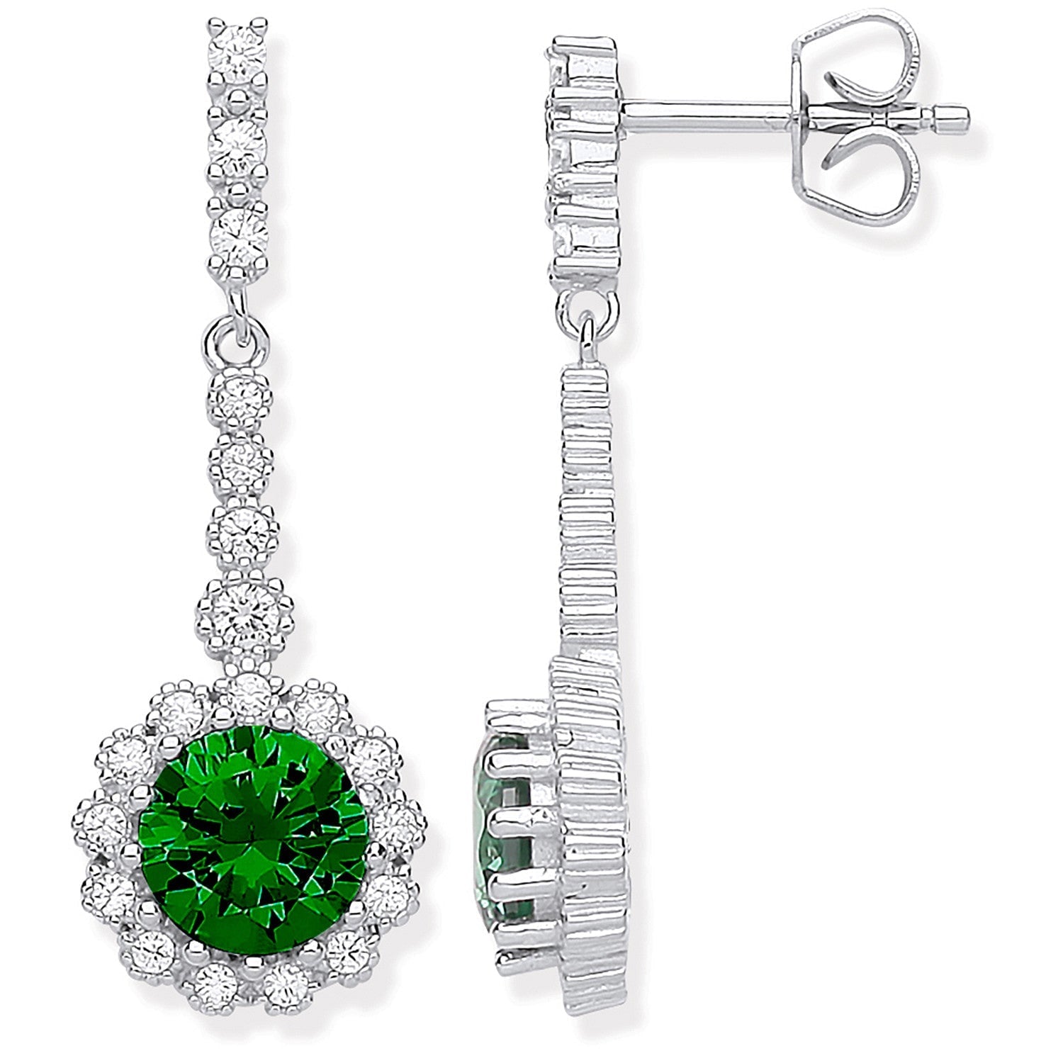 Emerald Elegance Sterling Silver Earrings