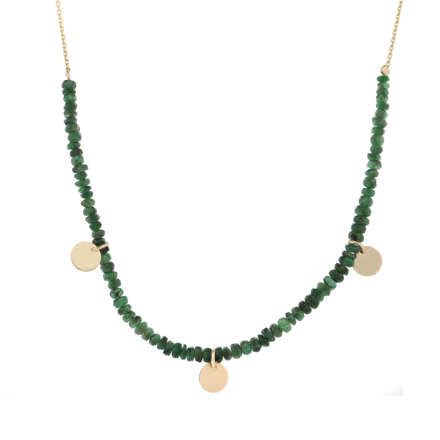 Emerald Gemstone Grace Solid Gold Chain Choker Necklace - Green