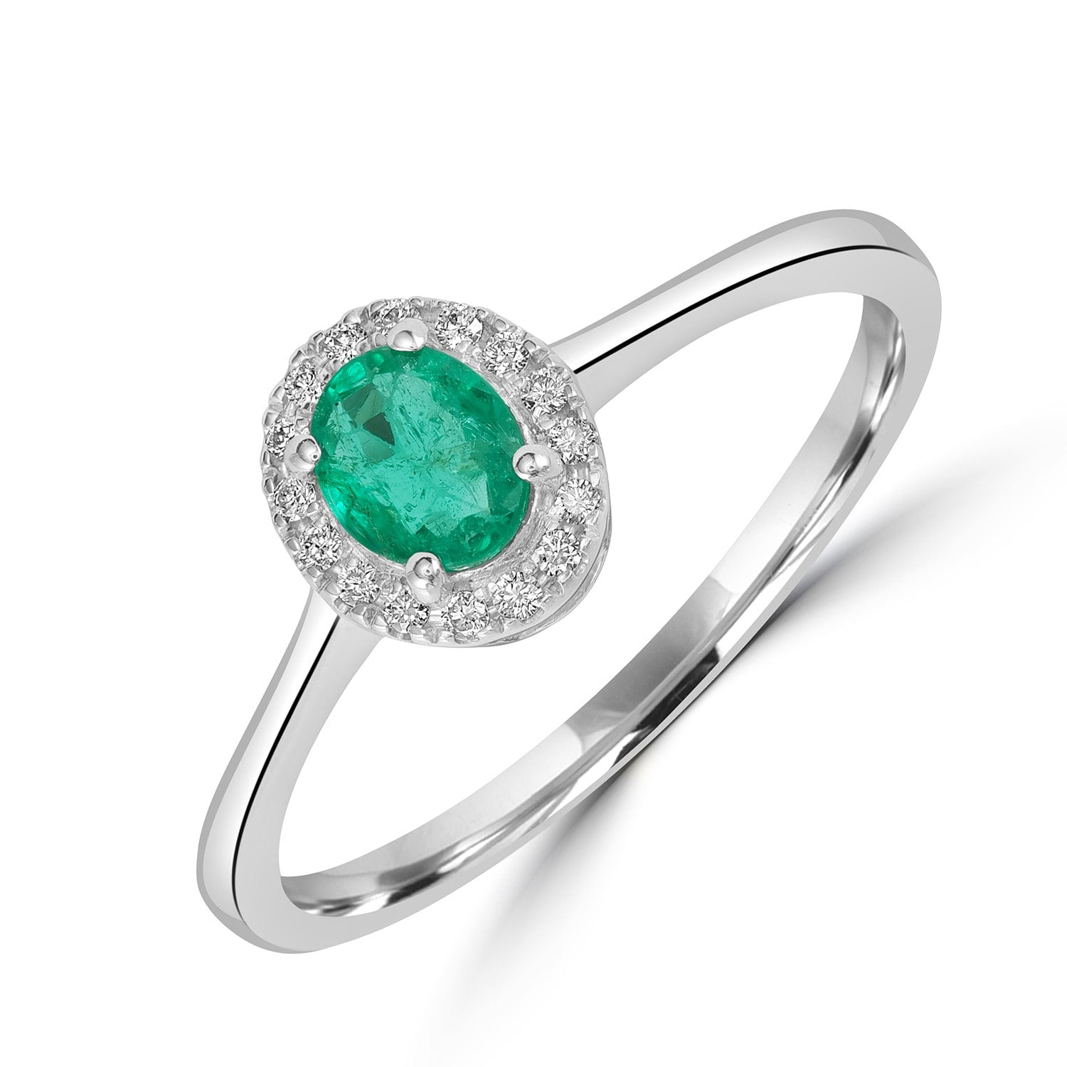18K White Gold Emerald & Diamond Statement Band Ring