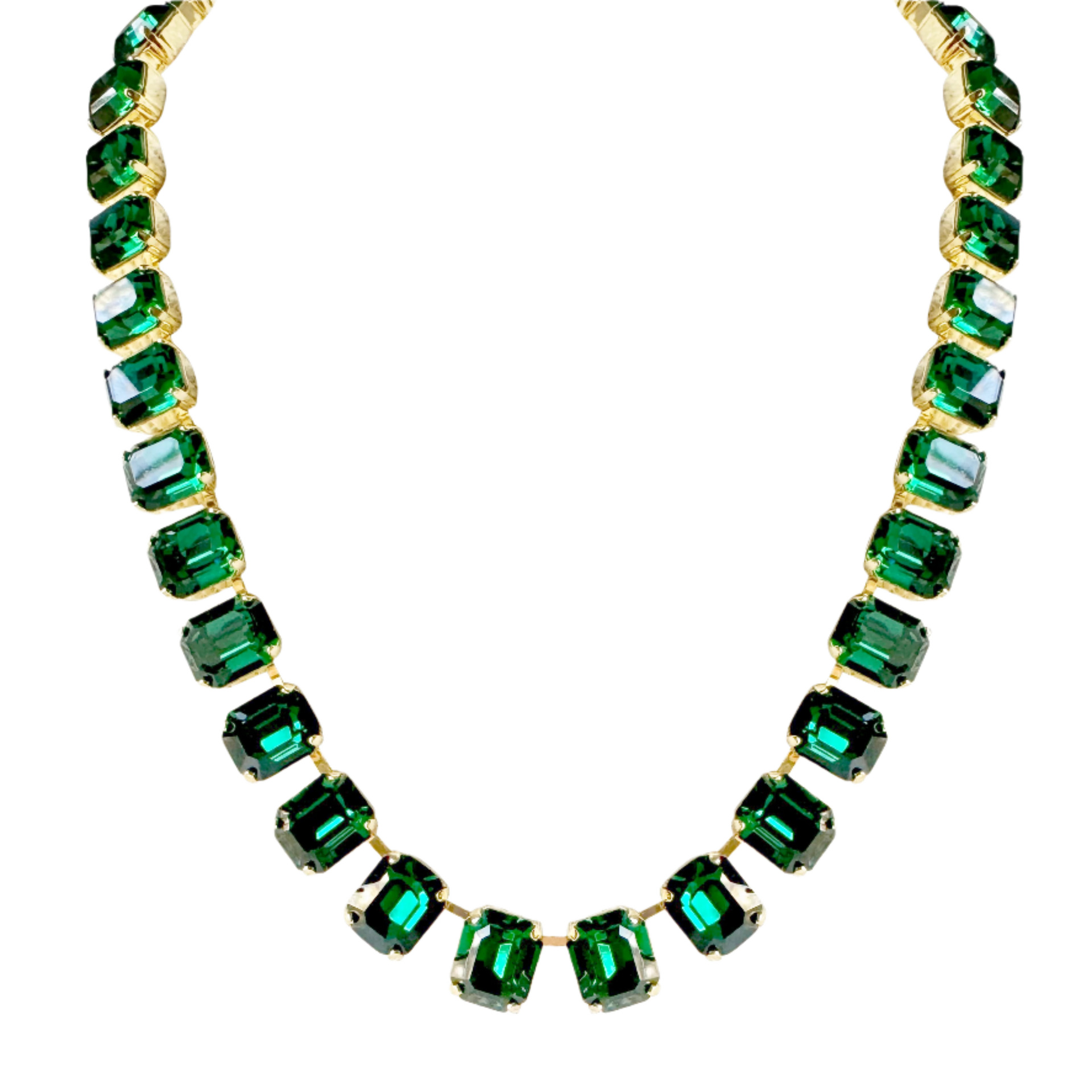 Emerald Green Crystal Square Cut Necklace