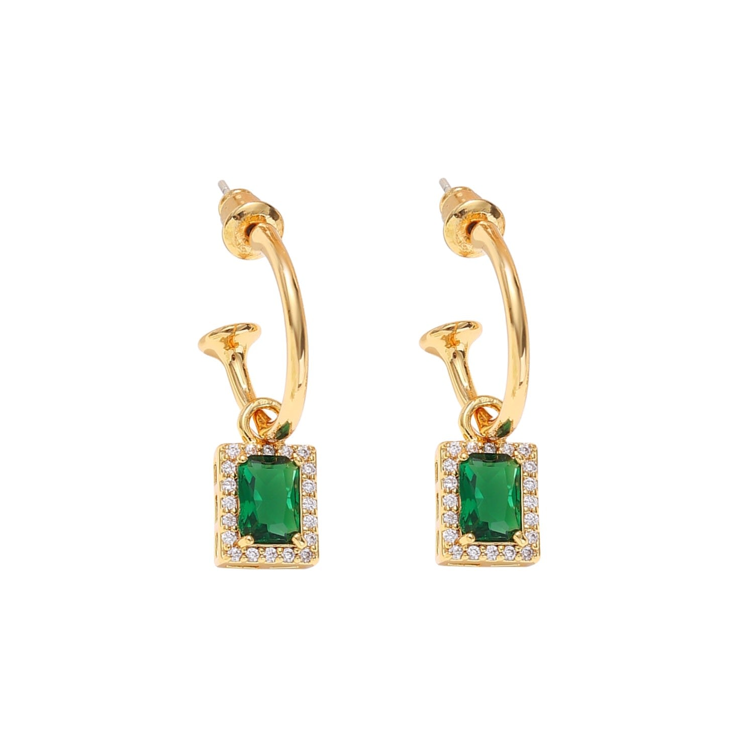 Emerald Hoop Earrings