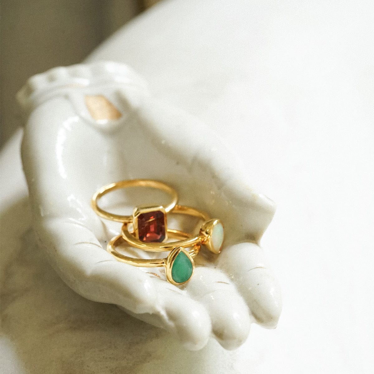 Emerald May Birthstone Ring 18ct Gold Plate