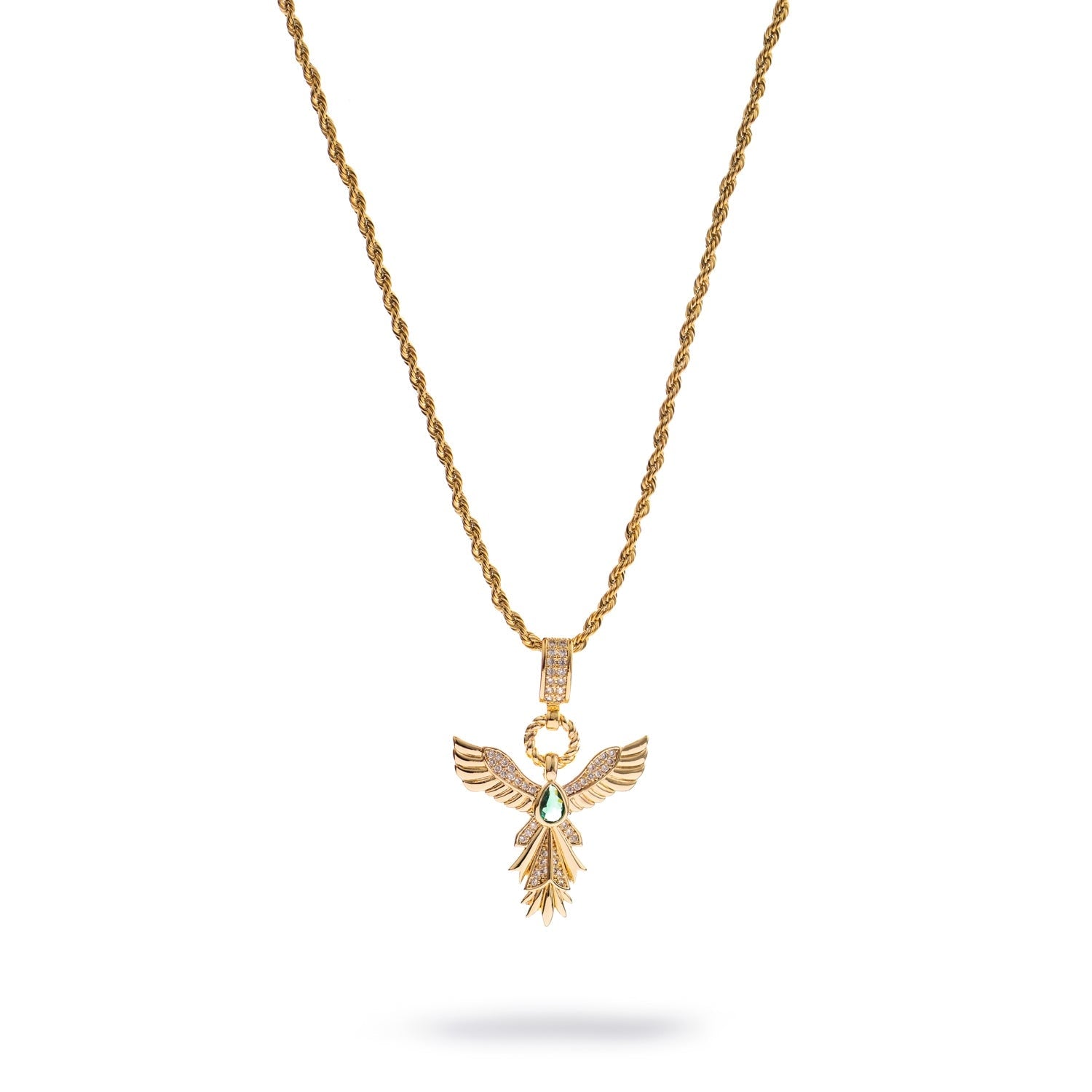 Emerald Phoenix Gold Necklace - Green