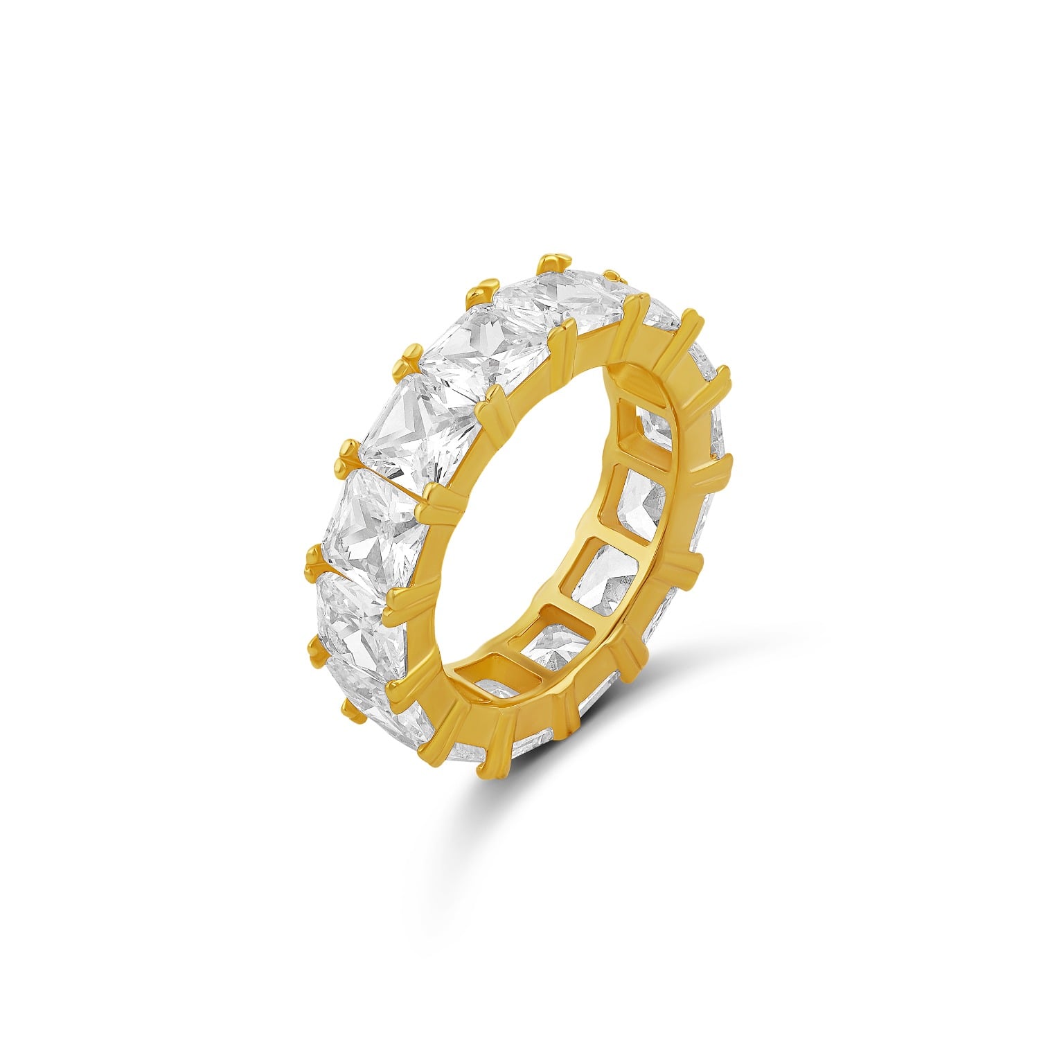 Emerald Prong-Set Eternity Band - Gold