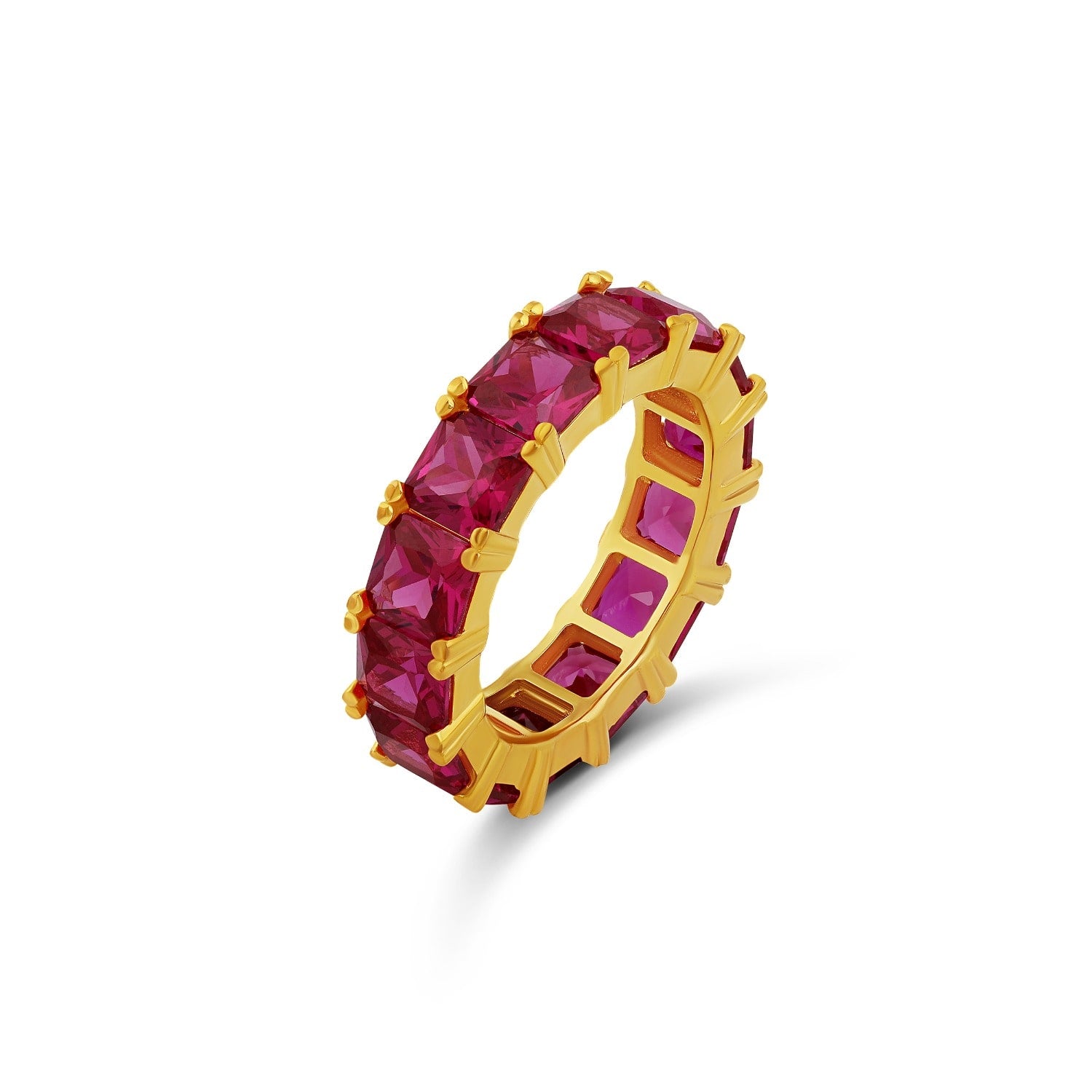 Emerald Prong-Set Eternity Band - Pink