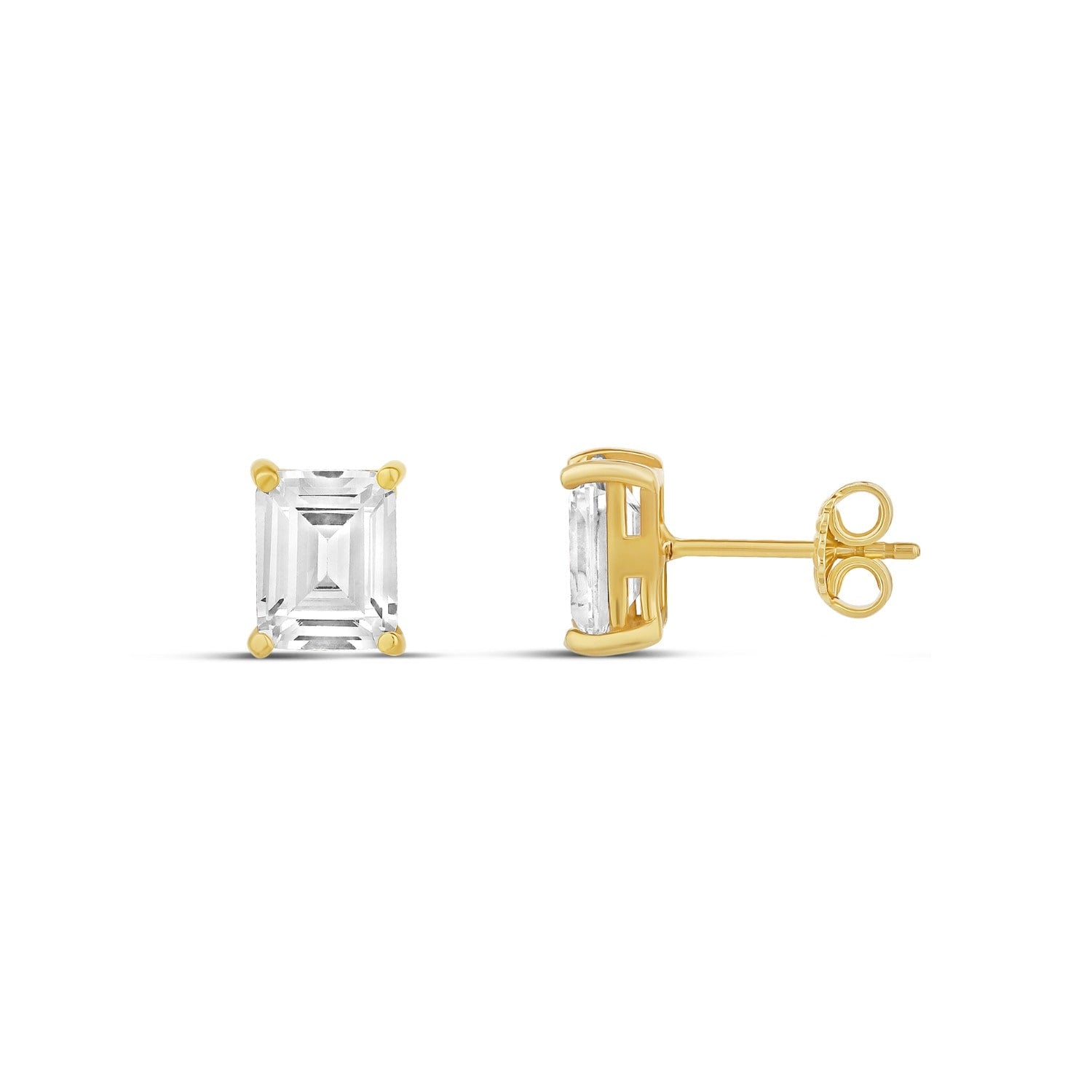 Emerald Prong Studs - Gold