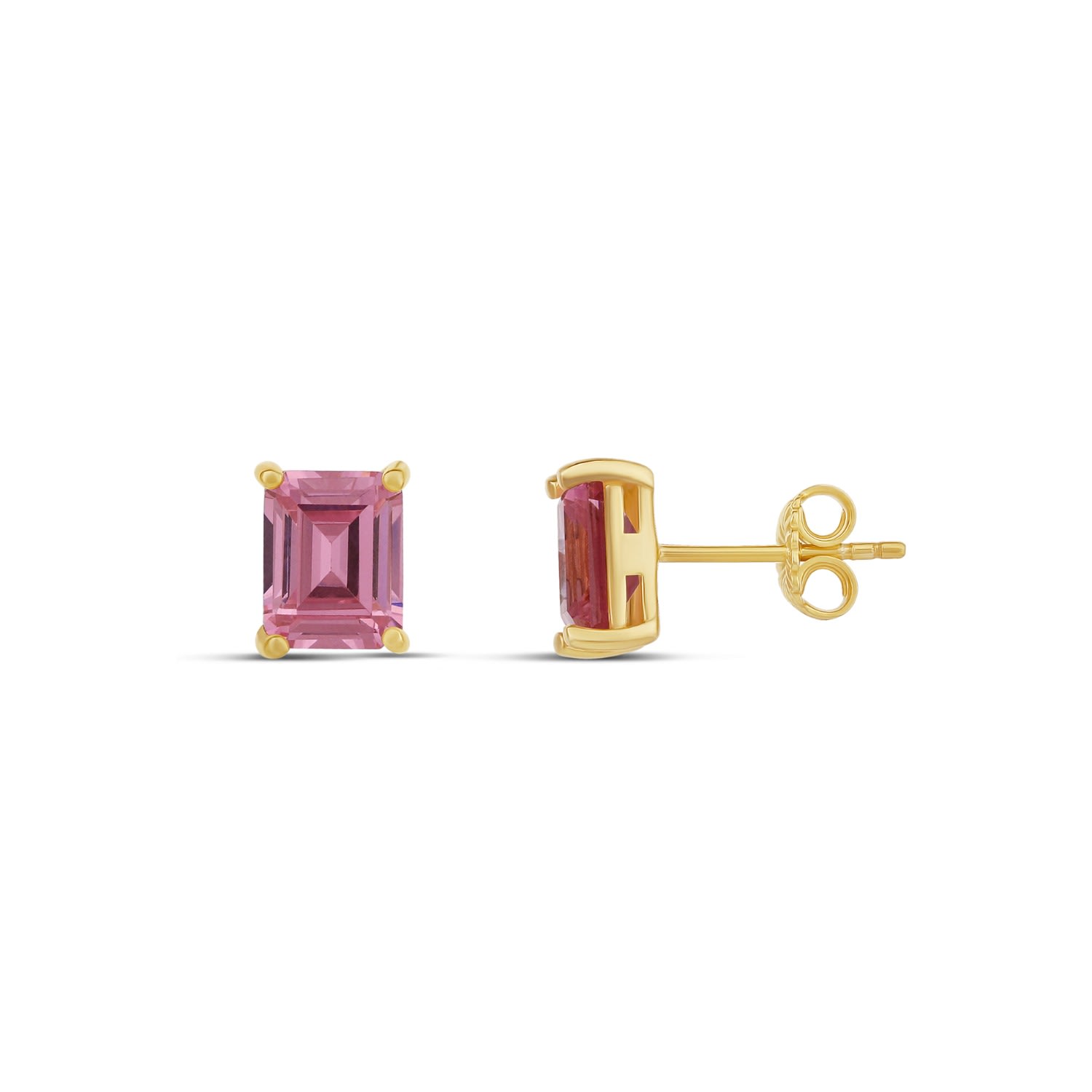 Emerald Prong Studs - Pink