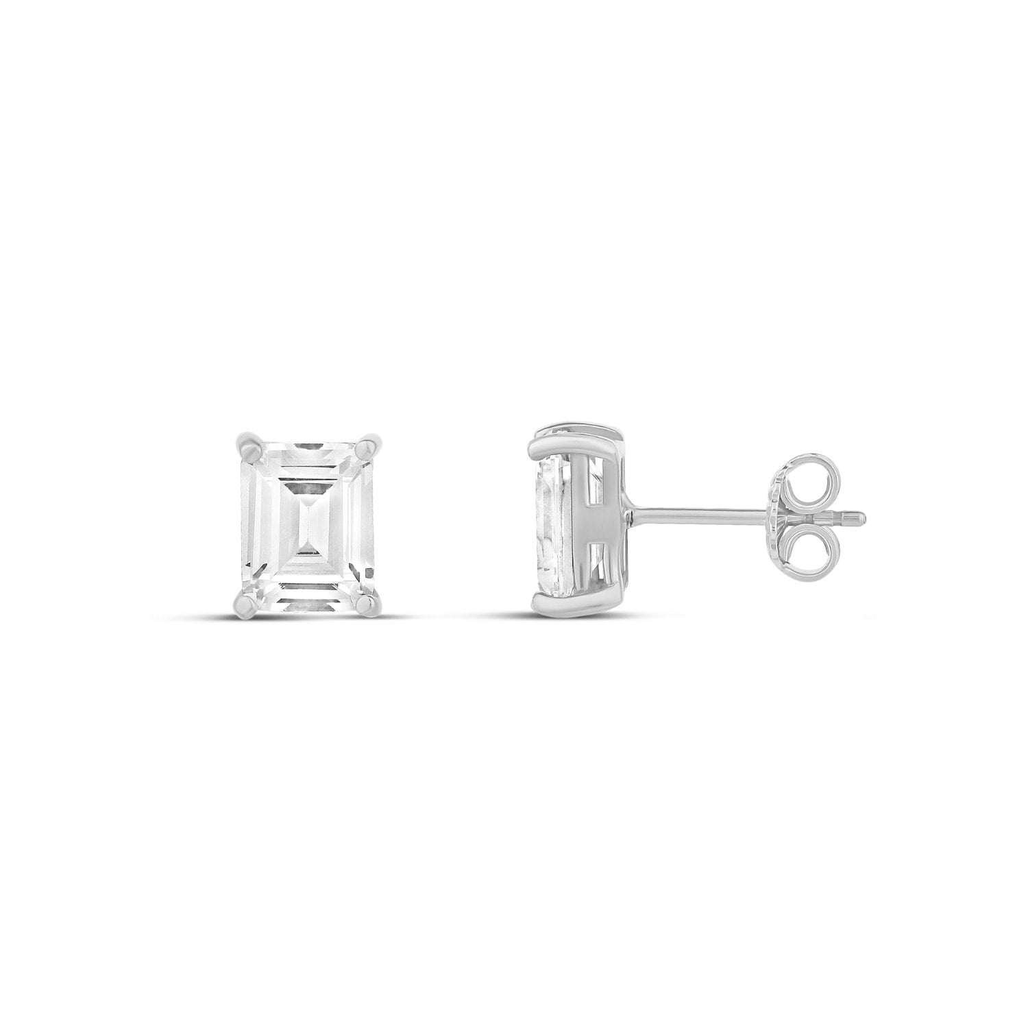 Emerald Prong Studs - Silver