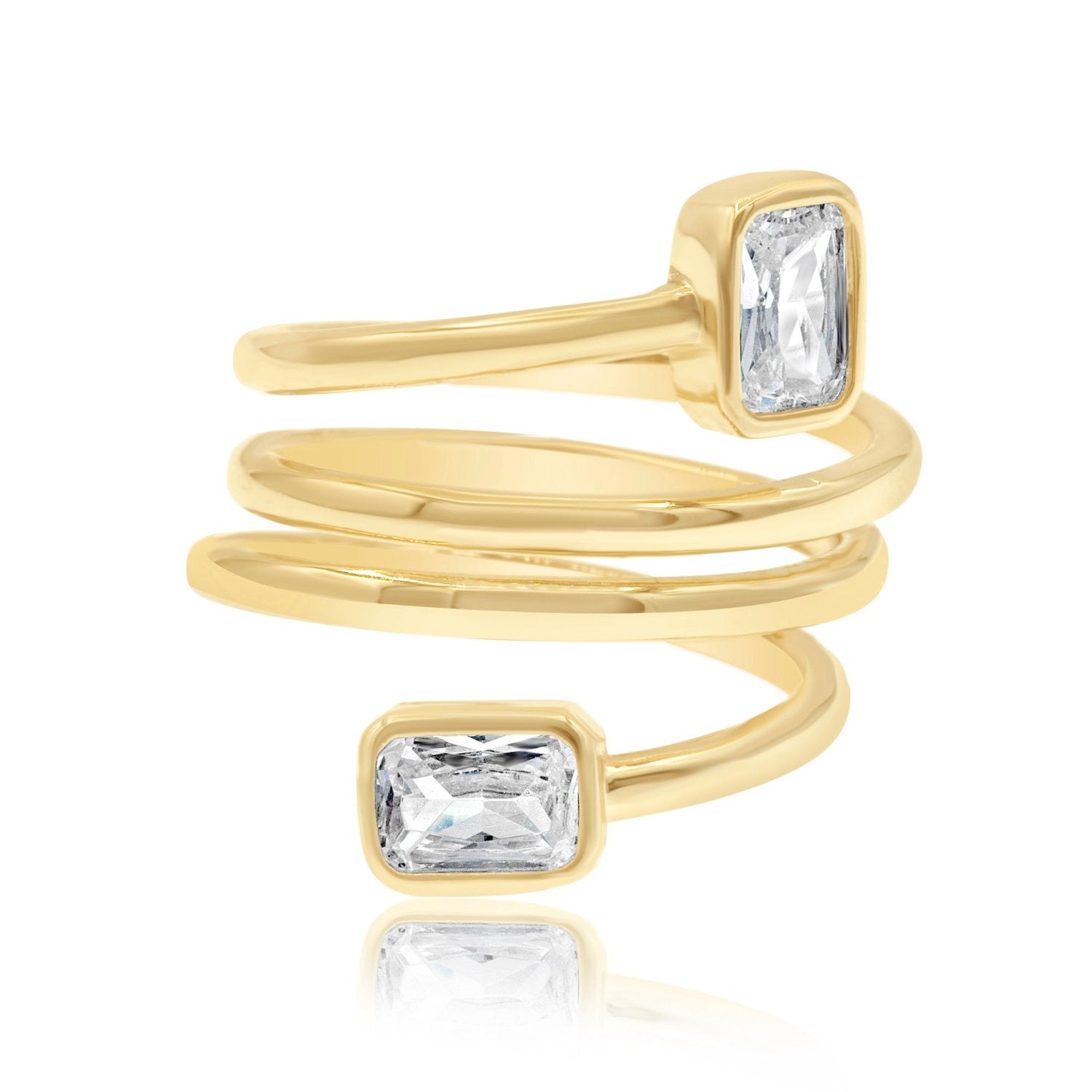 Emerald Spiral Statement Ring - Gold
