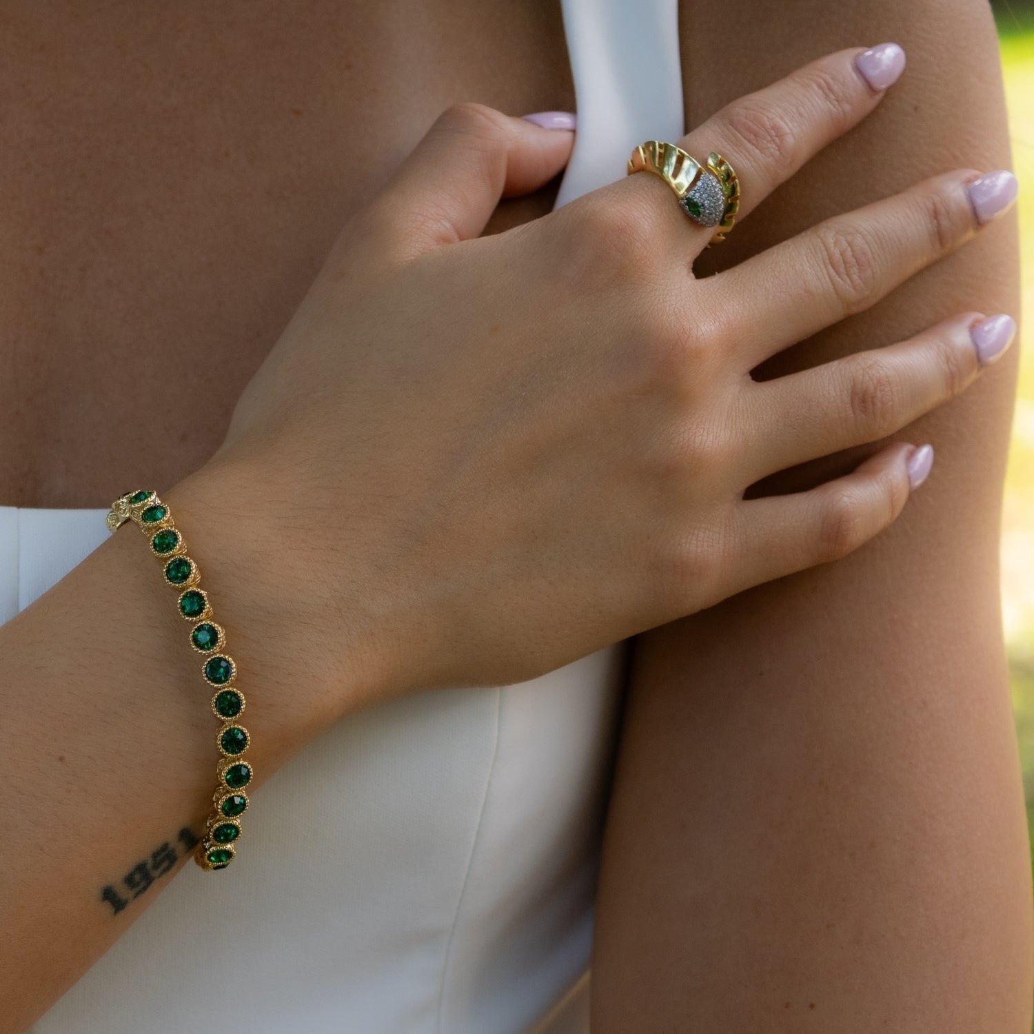 Emerald Tennis Mystic Bracelet - Green