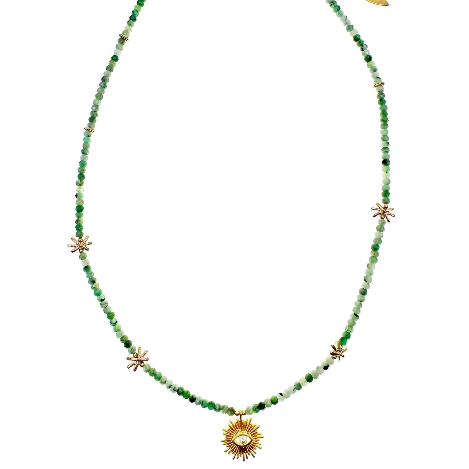 Emerald With Evil Eye Pendant Necklace