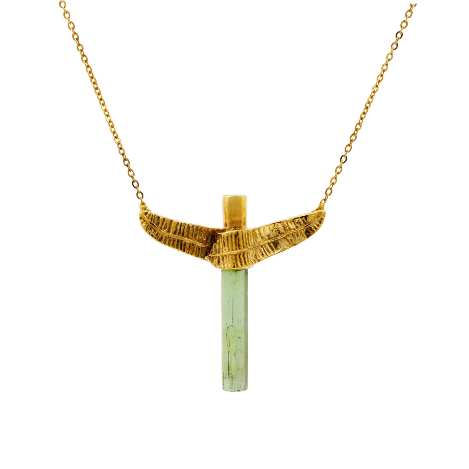 Banana Leaf Tourmaline Totem Necklace