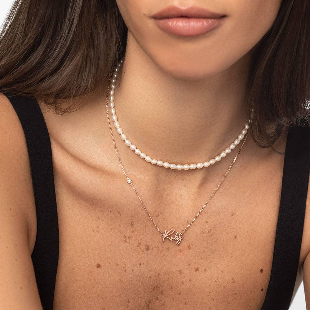 Paris Name Necklace with Diamonds - Rose Gold Vermeil