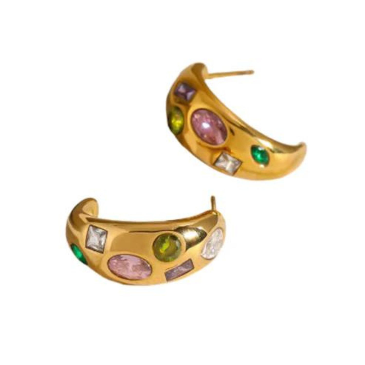 Emma Multicolored Gold Hoops