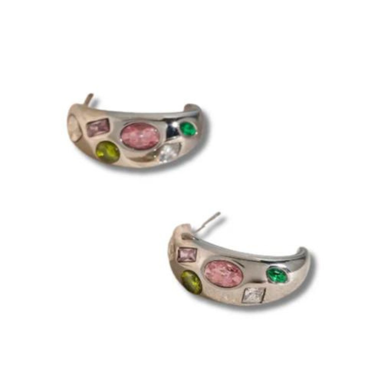 Emma's Multicolored Silver Hoops