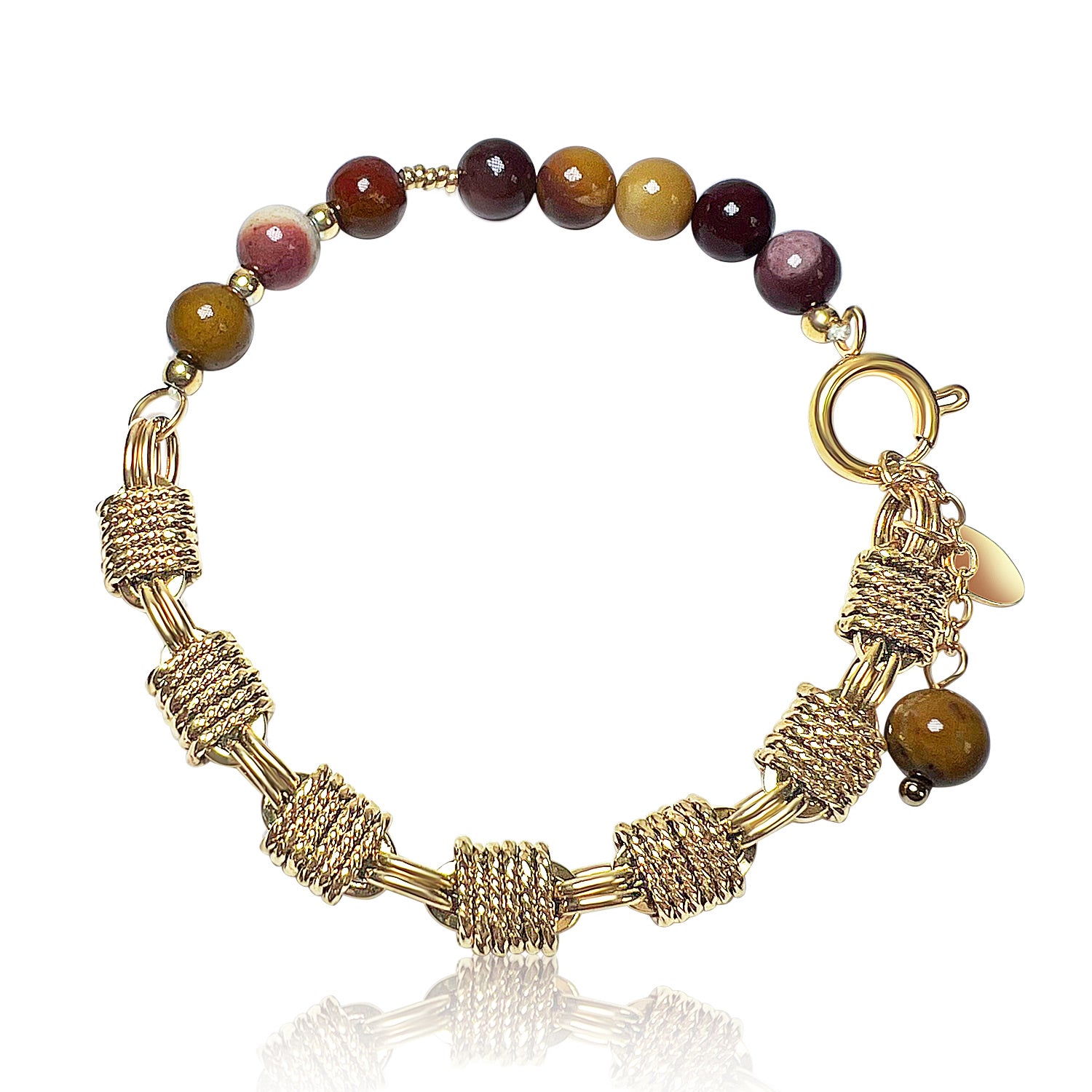 Empowered Geometric Natural Agate Beads Gold Plated Chain Bracelet