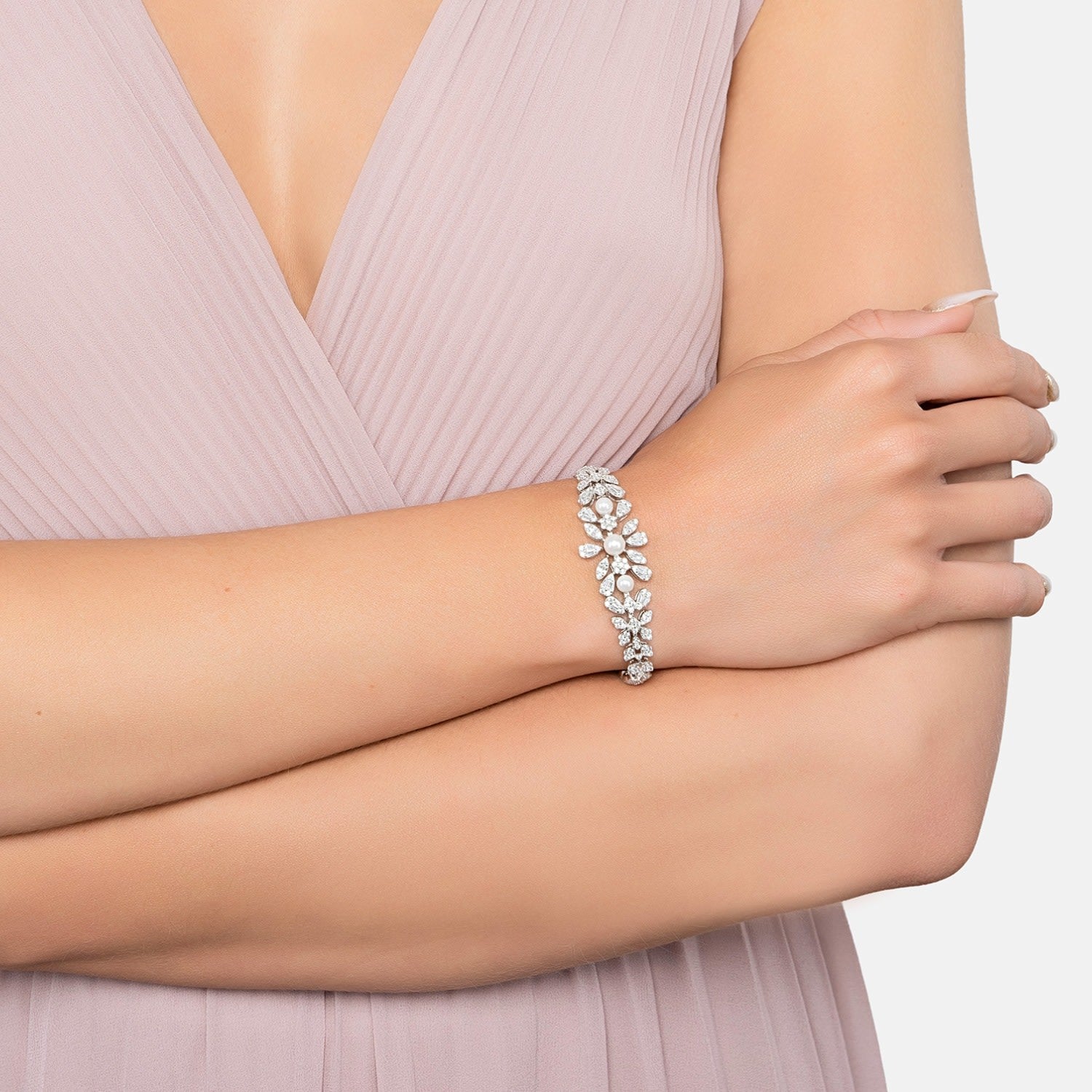 Empress Pearl Petal Tennis Bracelet