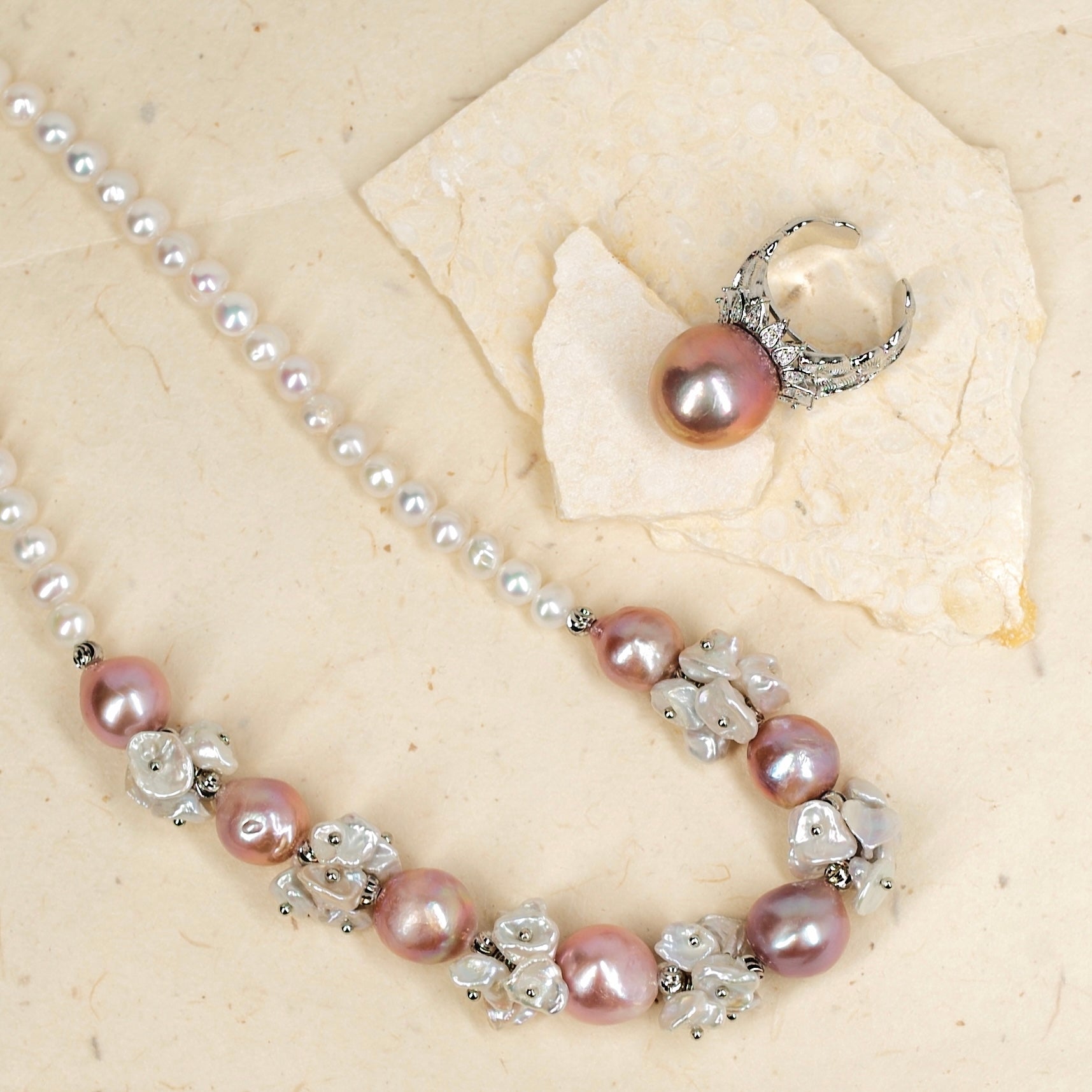 Empress Rose Pearl Necklace