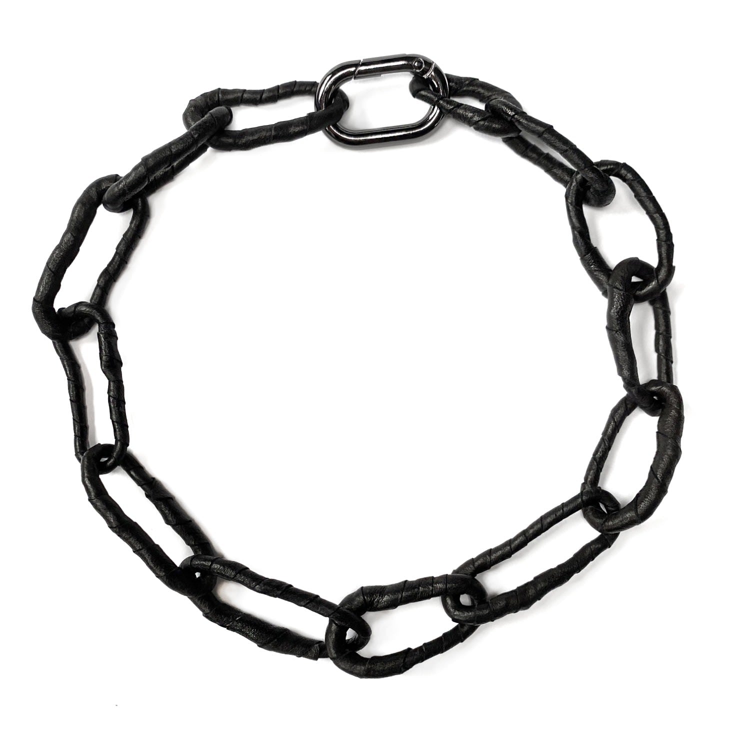 Link Leather Necklace Black