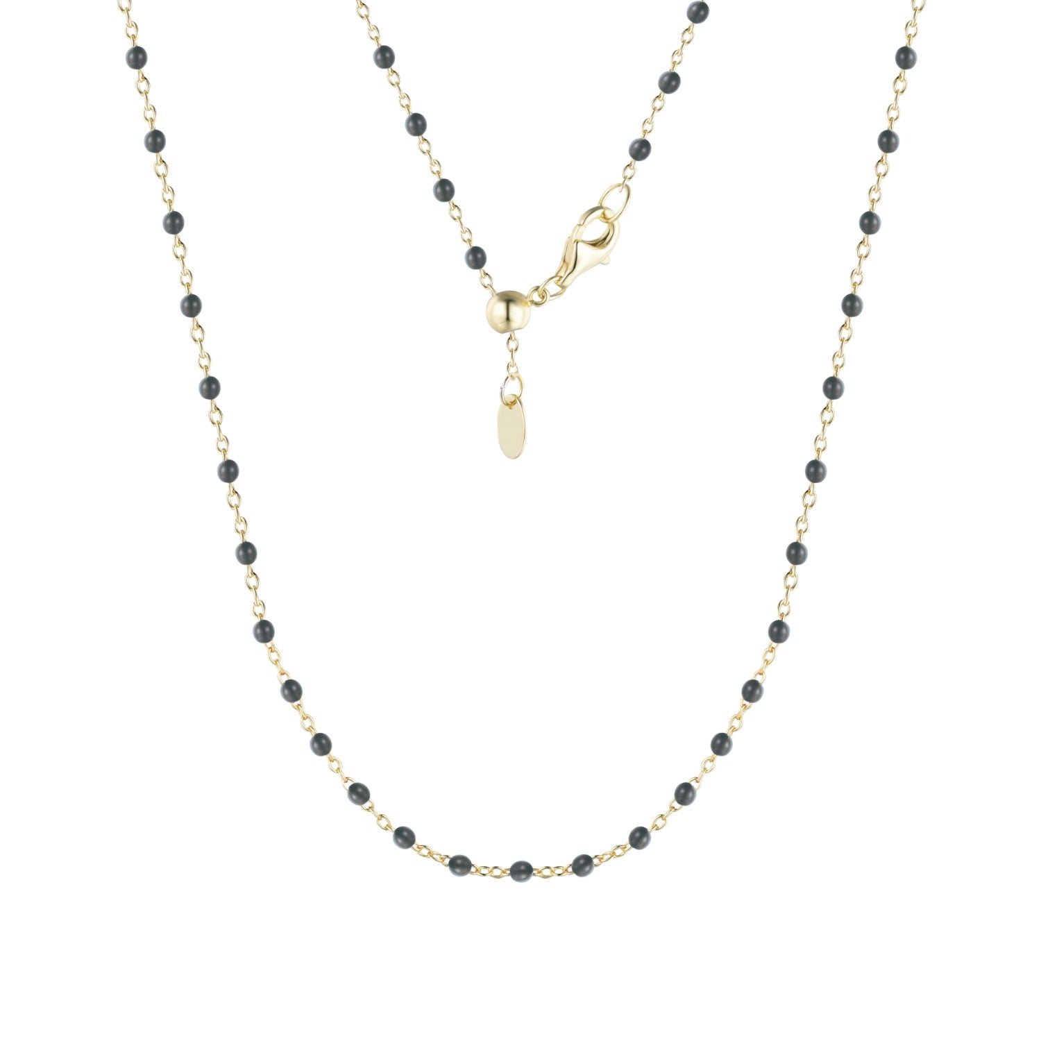 Enamel Beaded Chain Necklace - Black