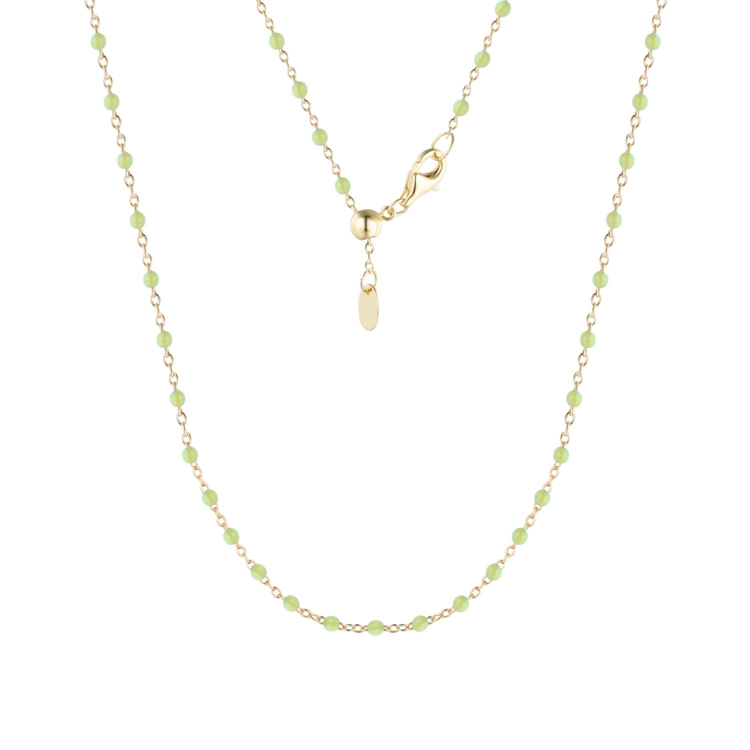 Enamel Beaded Chain Necklace - Green
