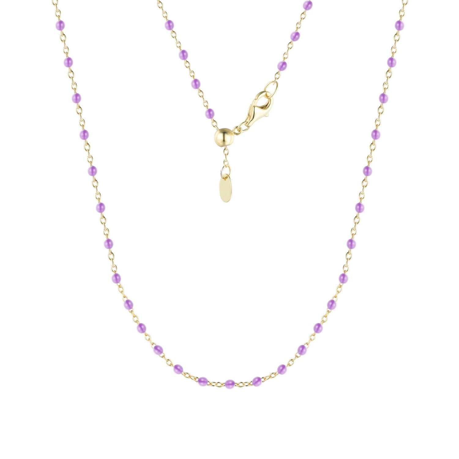 Enamel Beaded Chain Necklace - Lavender