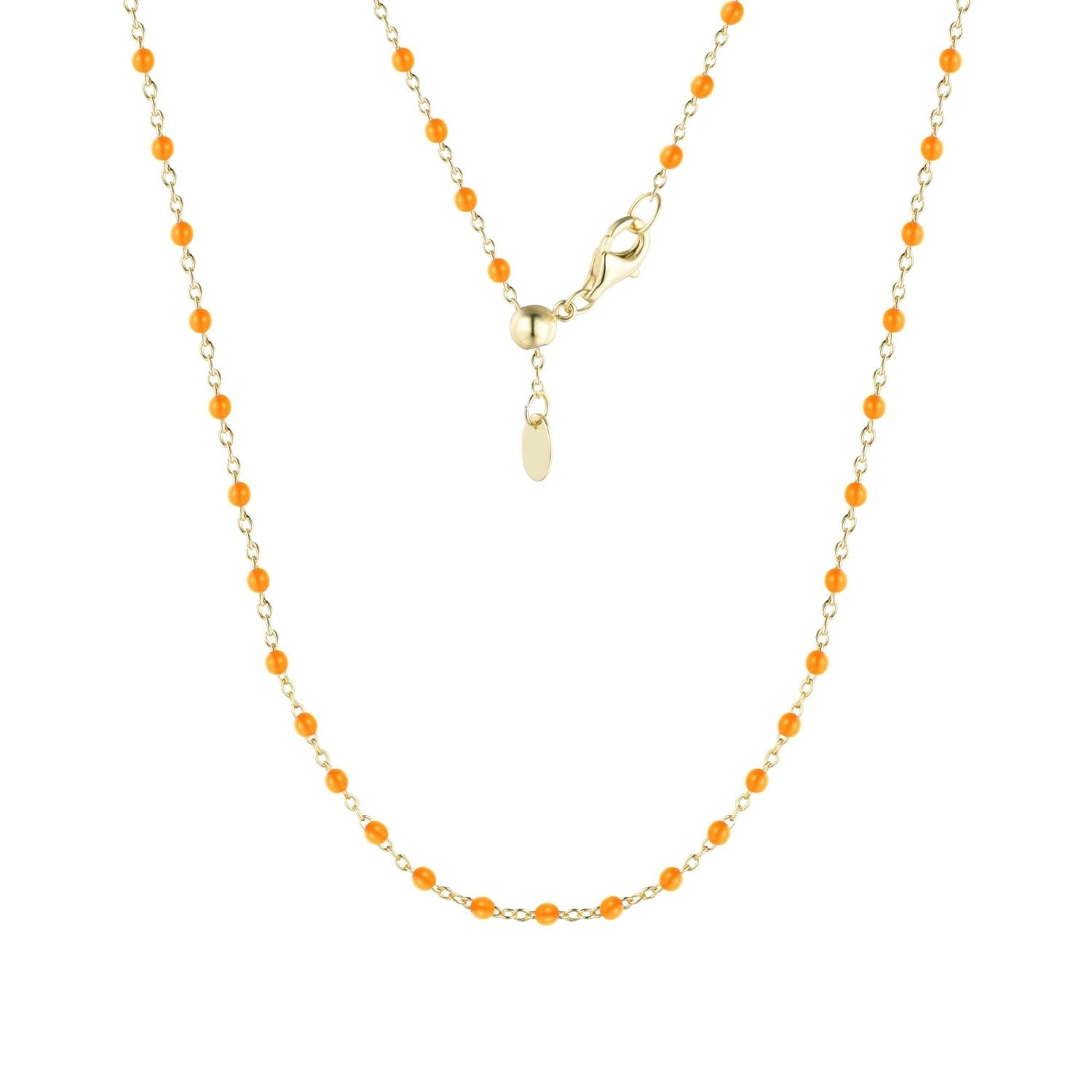Enamel Beaded Chain Necklace - Orange