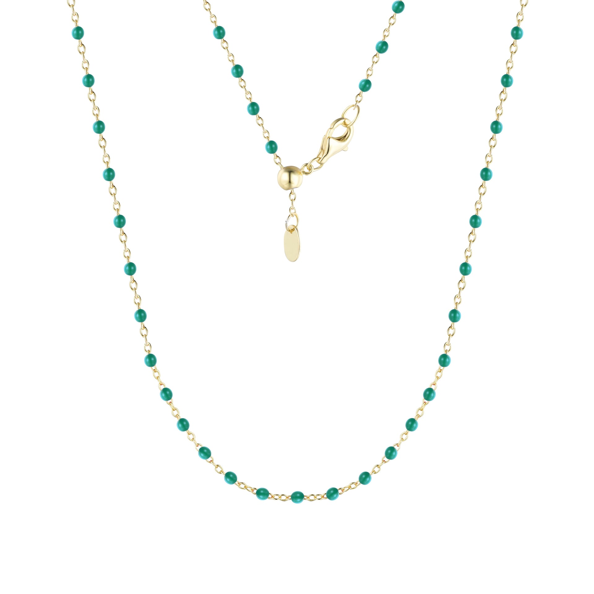 Enamel Beaded Chain Necklace - Turquoise