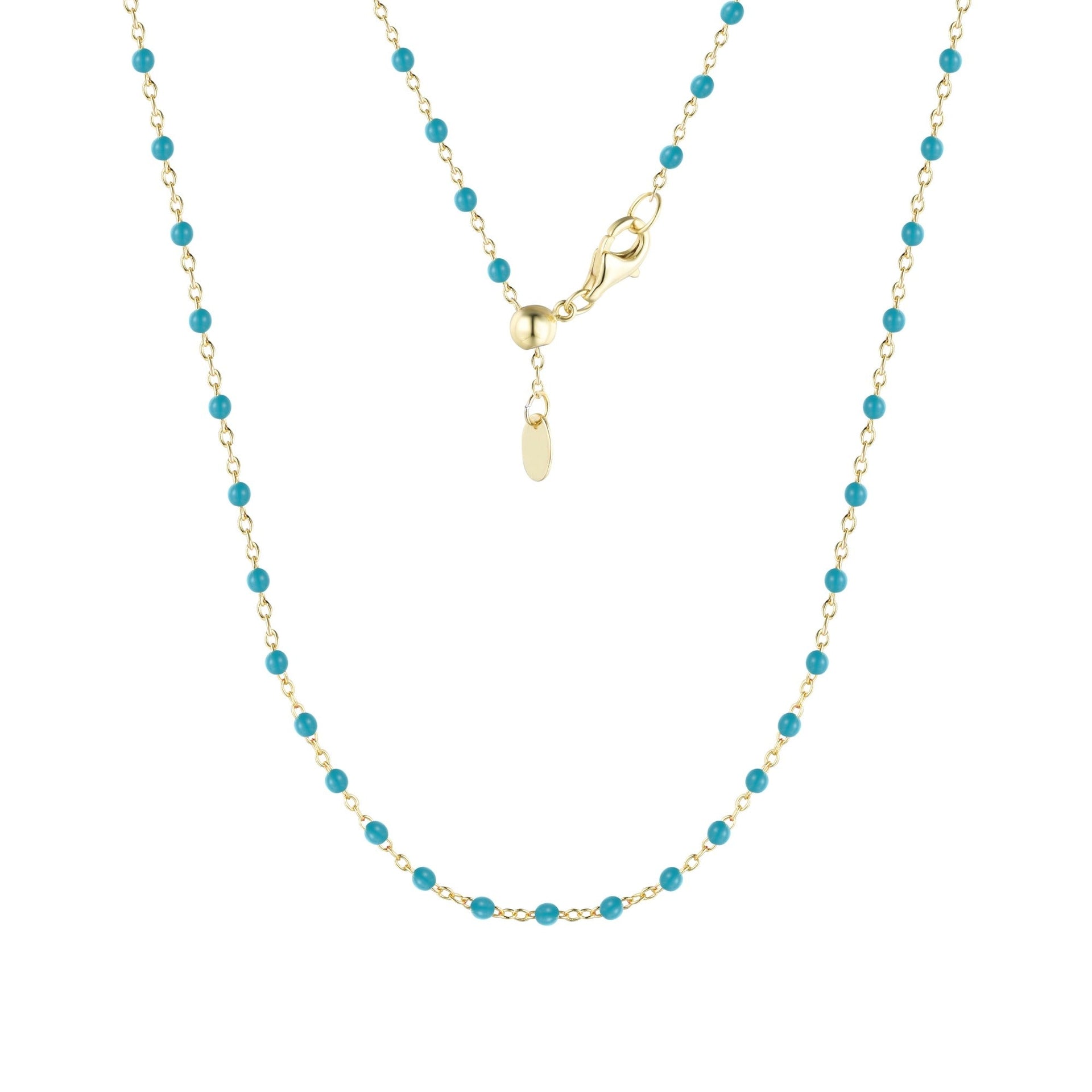 Enamel Beaded Chain Necklace - Turquoise