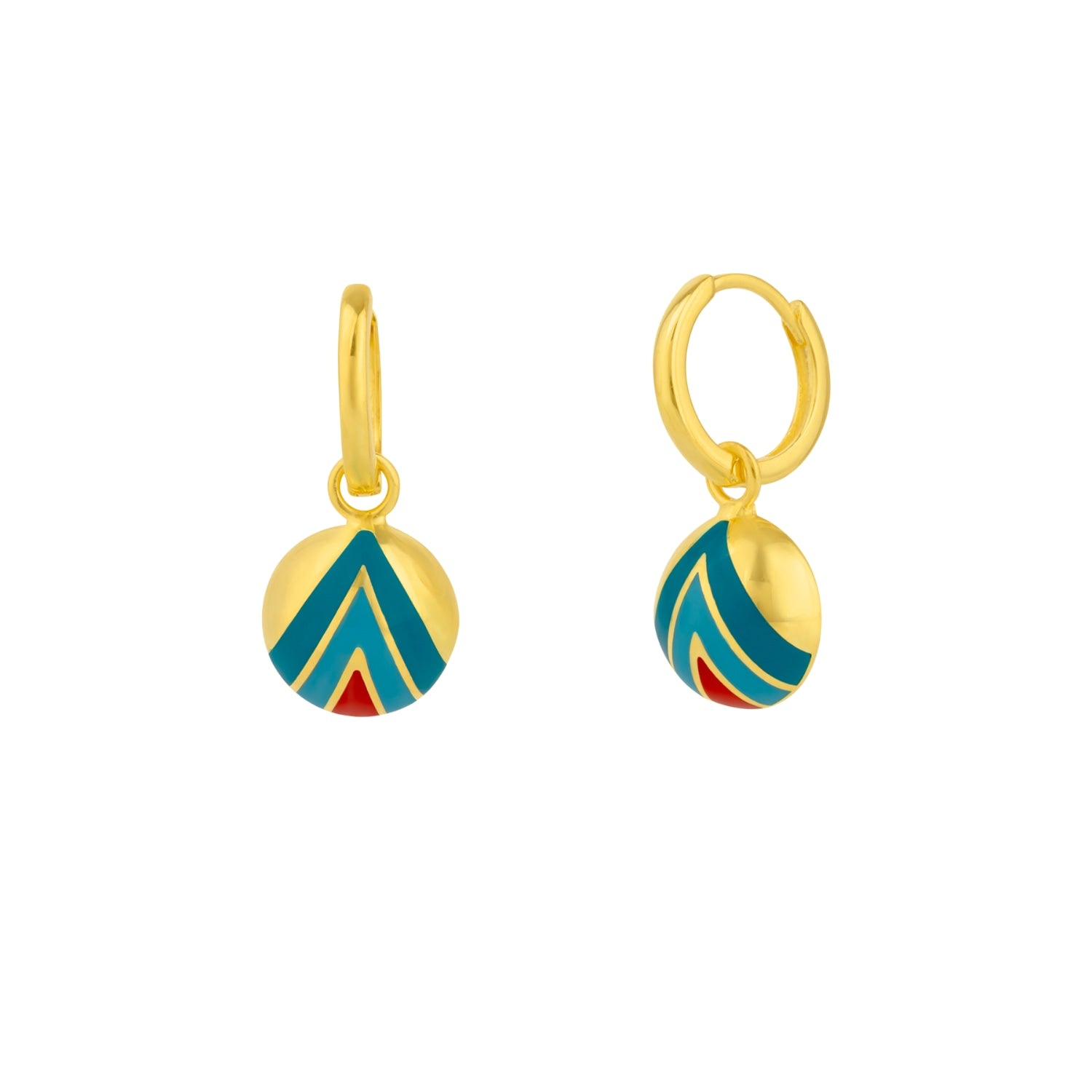 Enamel Blue Five Color Sterling Silver Earrings
