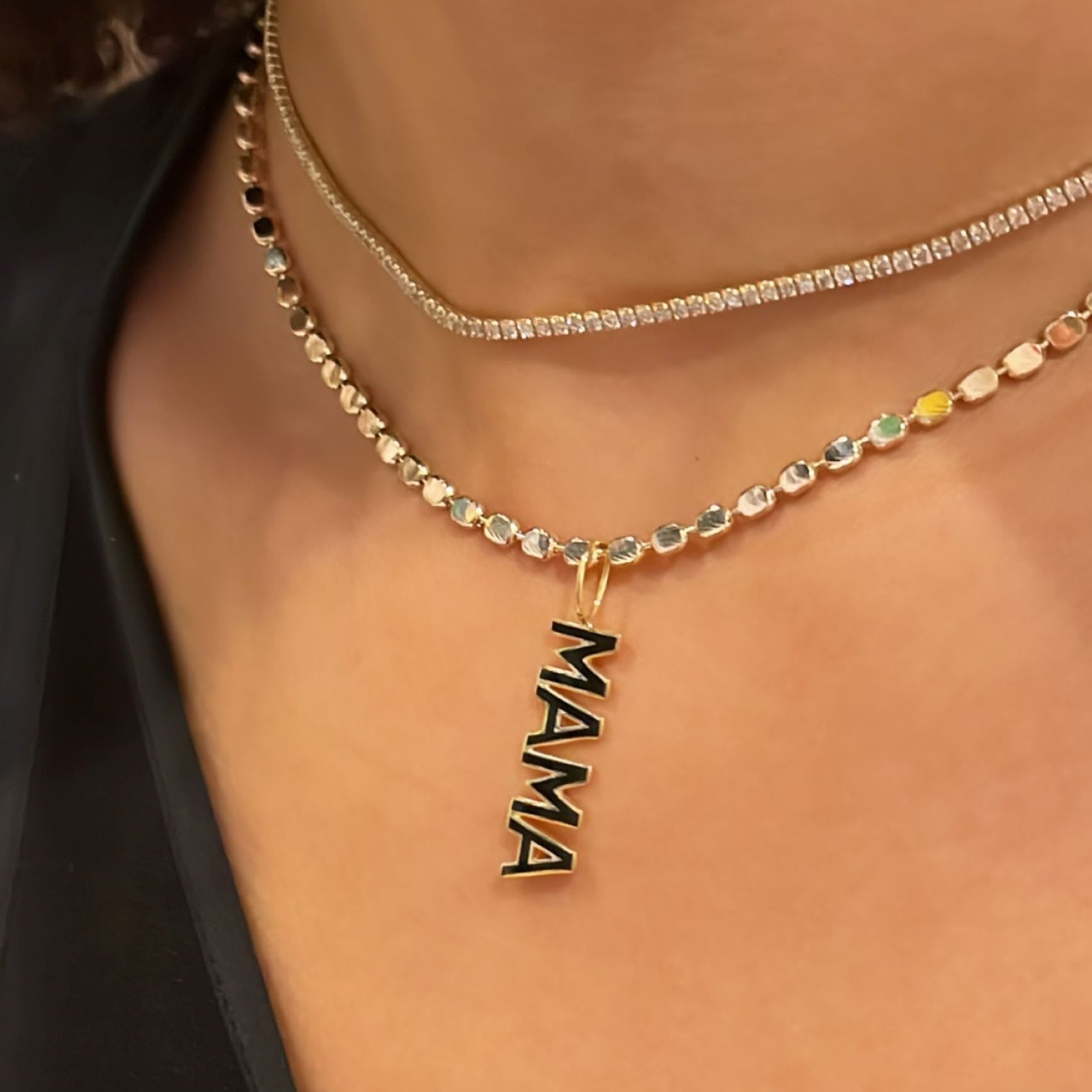 Enamel Mama Charm - Black