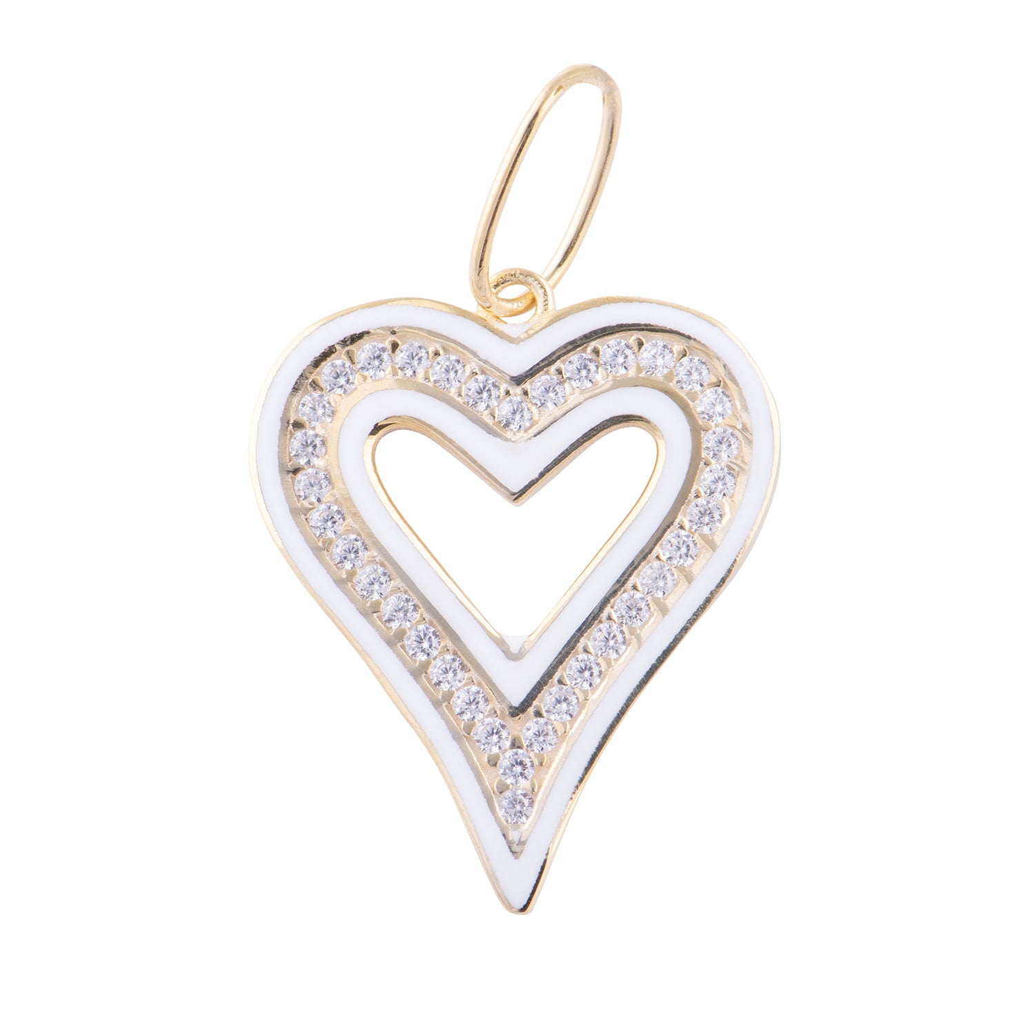 Enamel Open Heart Charm - White