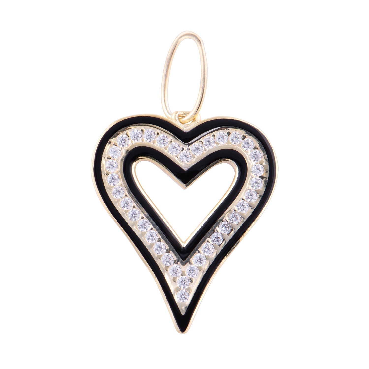 Enamel Open Heart Charm - Black